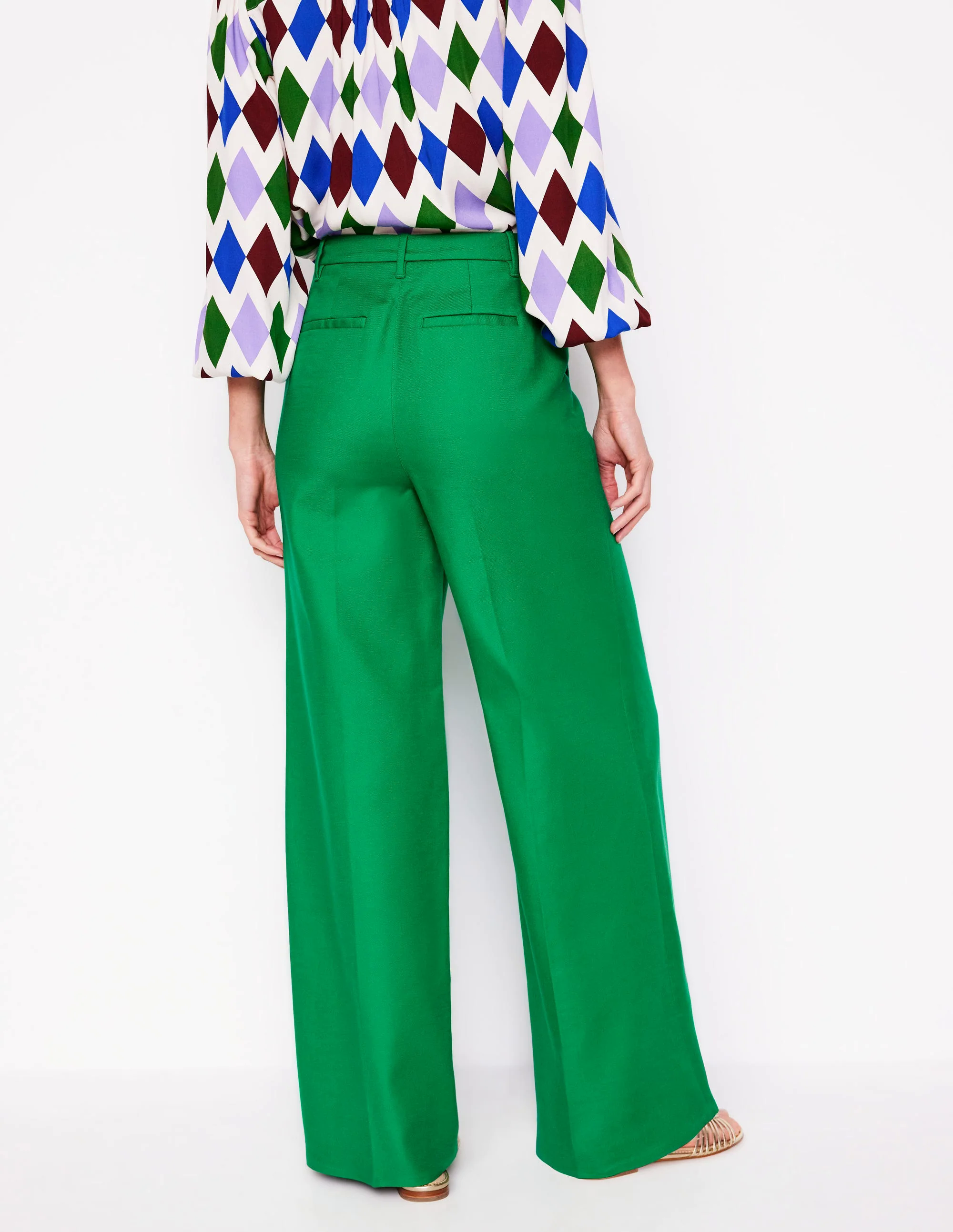 Wide Flare Pants-Rich Emerald