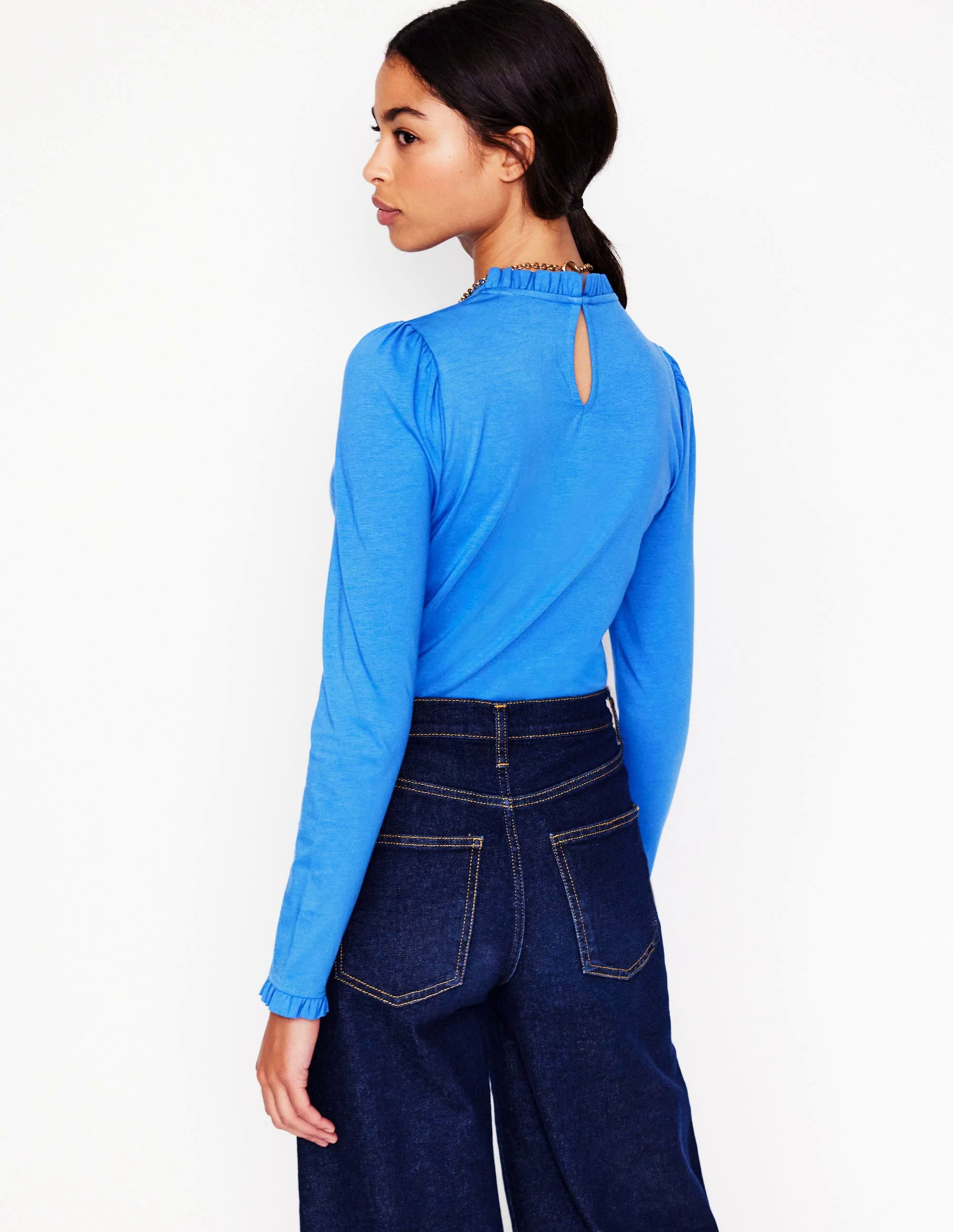 Supersoft Frill Detail Top-Captains Blue