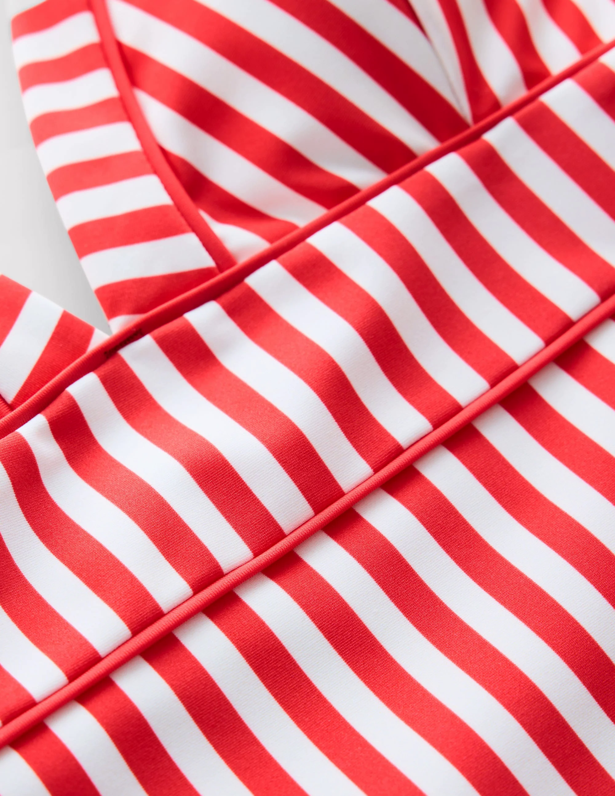 Kasos String V Neck Swimsuit-Coral Punch/ Ivory Stripe