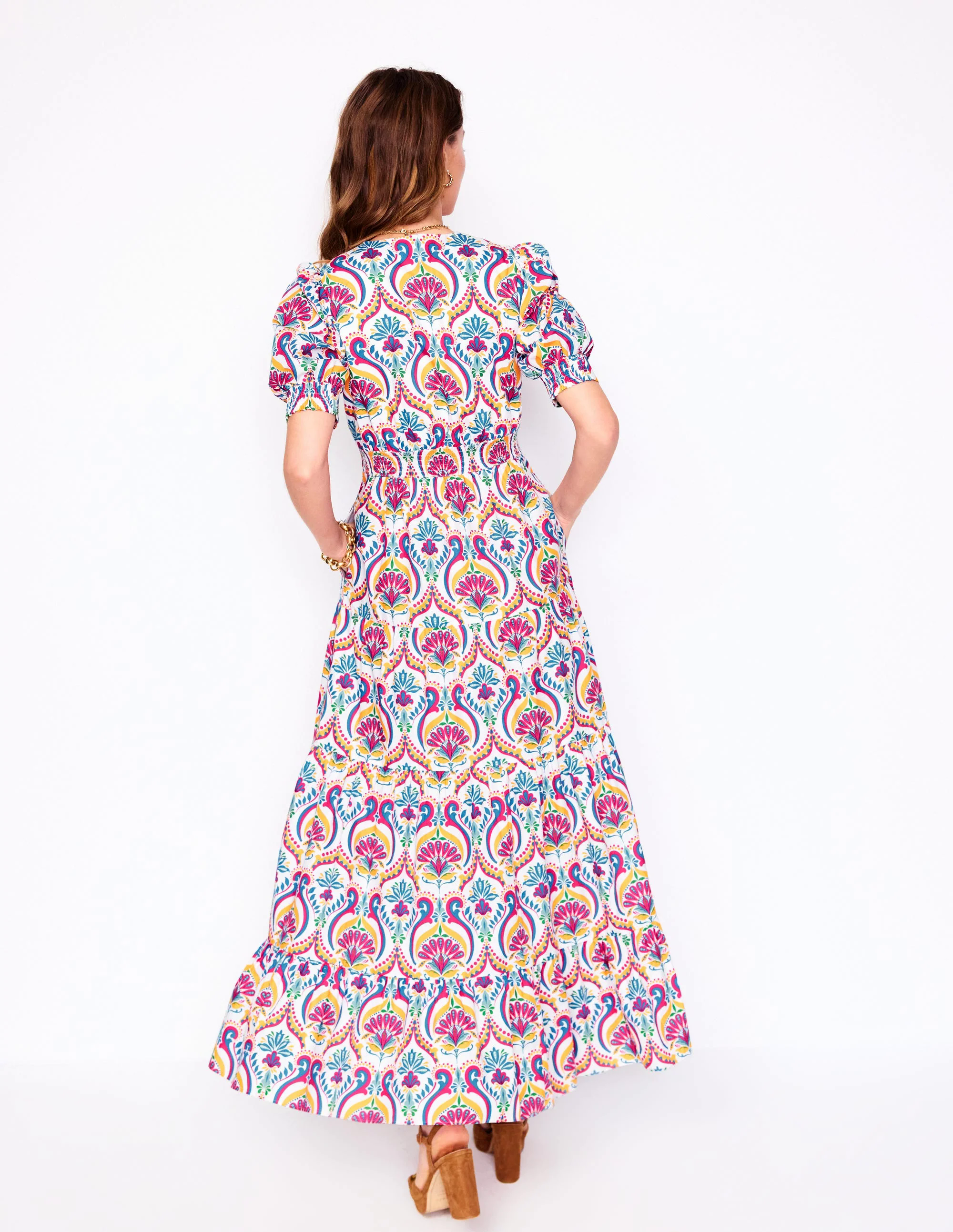 Bella Puff Sleeve Maxi Dress-Multi, Ornamental Floral