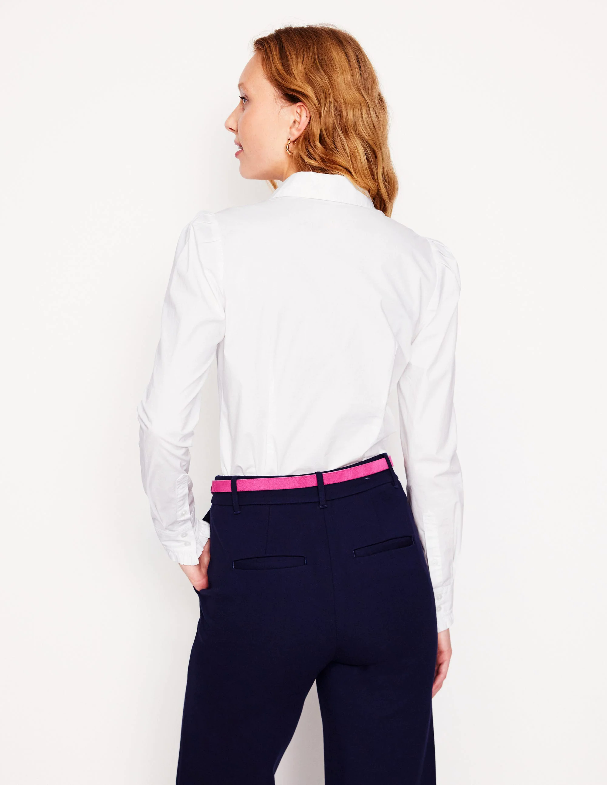 Cara Stretch Cotton Shirt-White