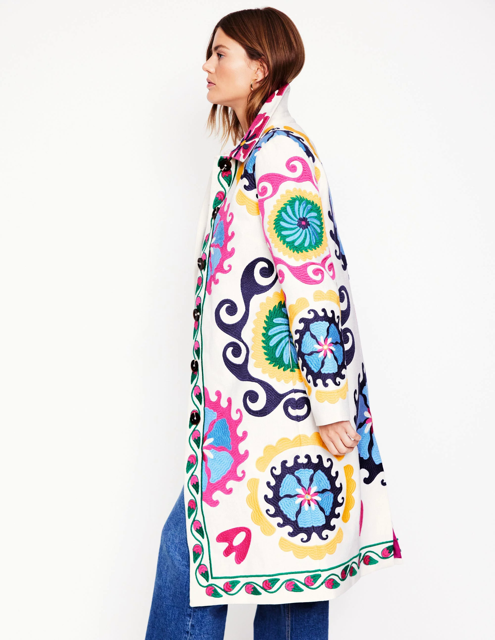 Embroidered Souvenir Coat-Multi, Ornamental Wave