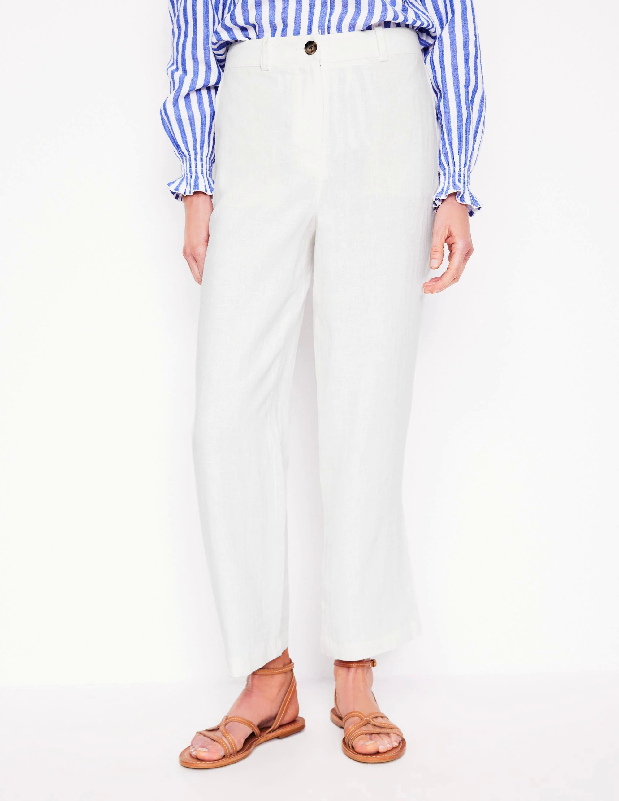 Westbourne Crop Linen Pants-White