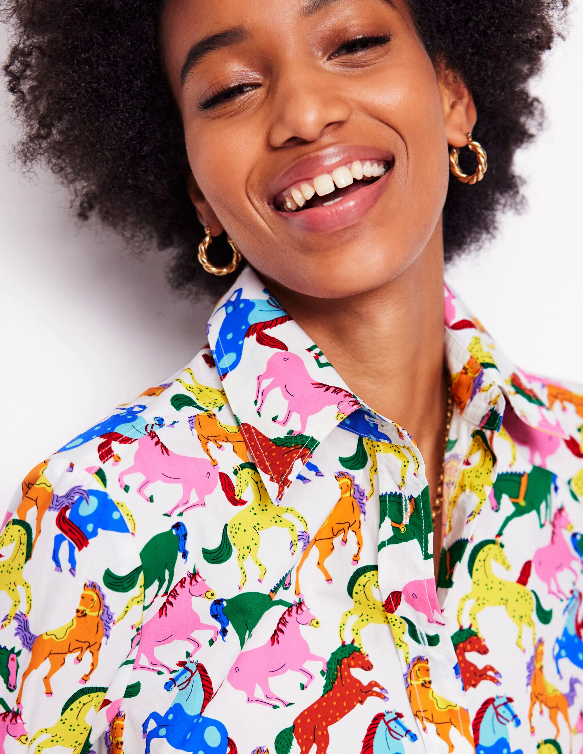 Sienna Cotton Shirt-Hotched Multi Stripe