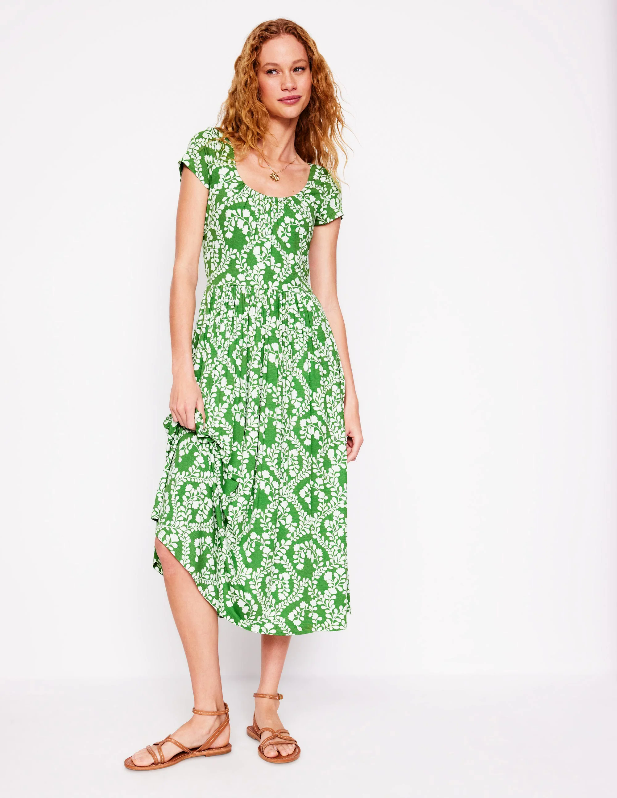 Samantha Scoop Jersey Dress-Paradise Green, Vine
