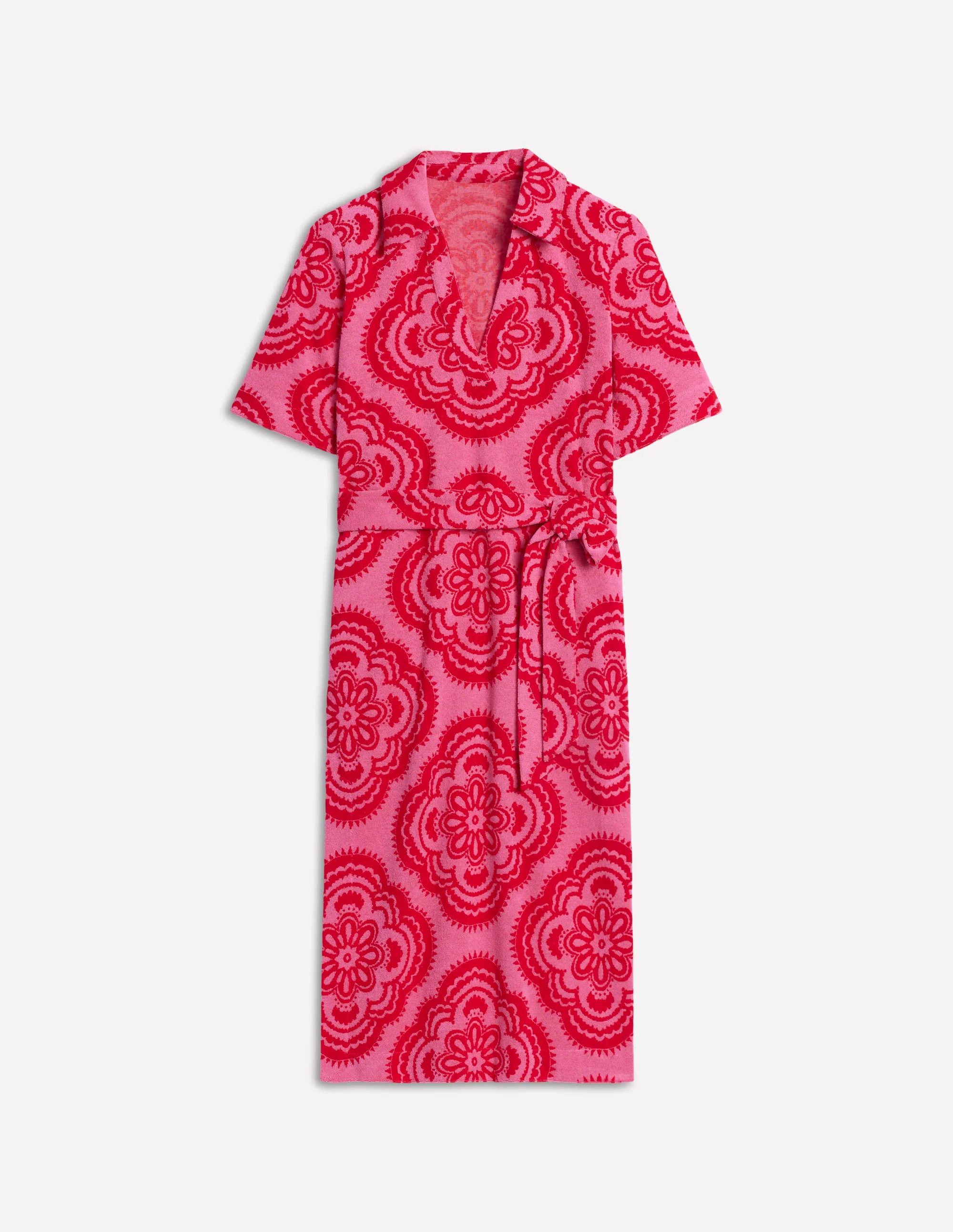 Collared Notch Towel Dress-Pink Rose, Botanic Blush