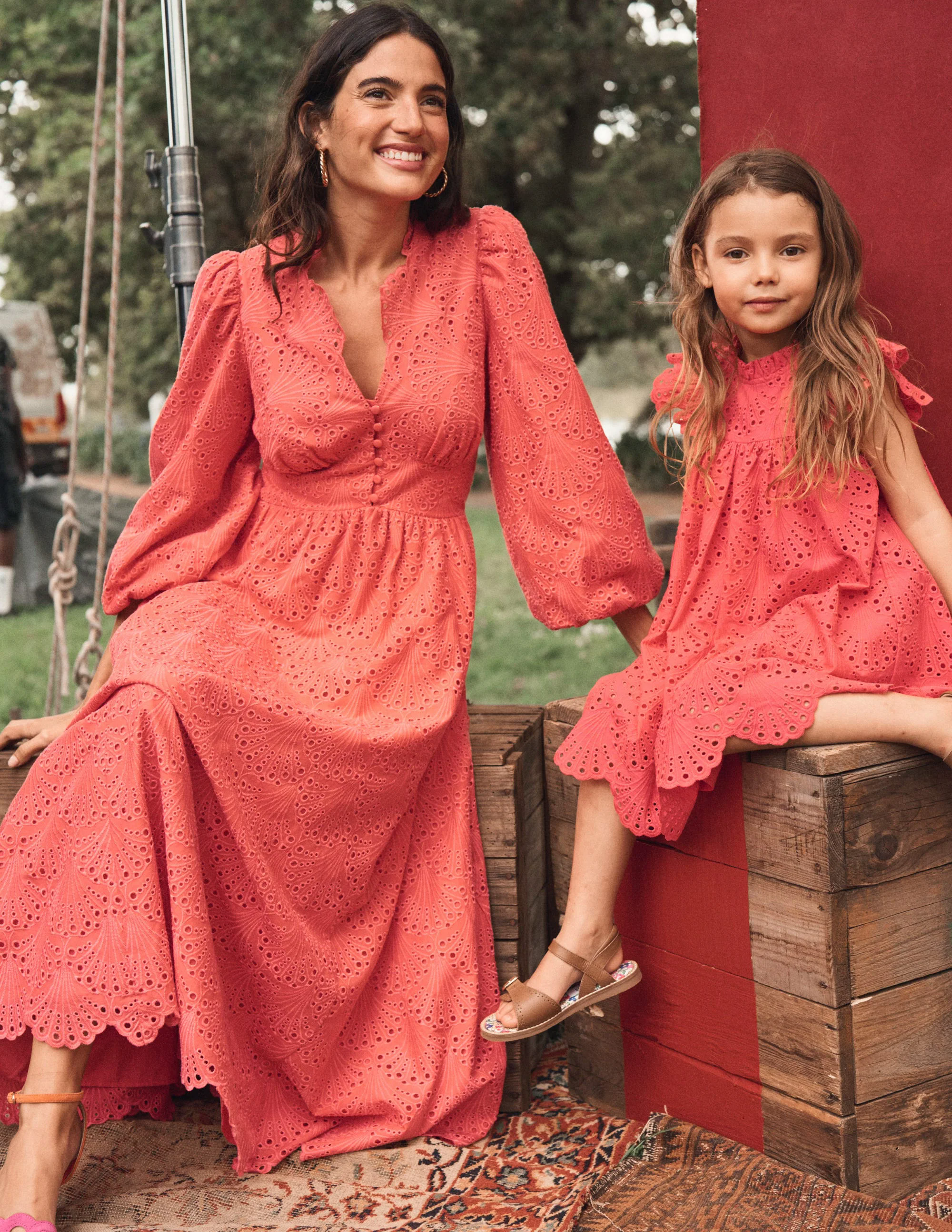 Lola Broderie Maxi Dress-Camelia Pink