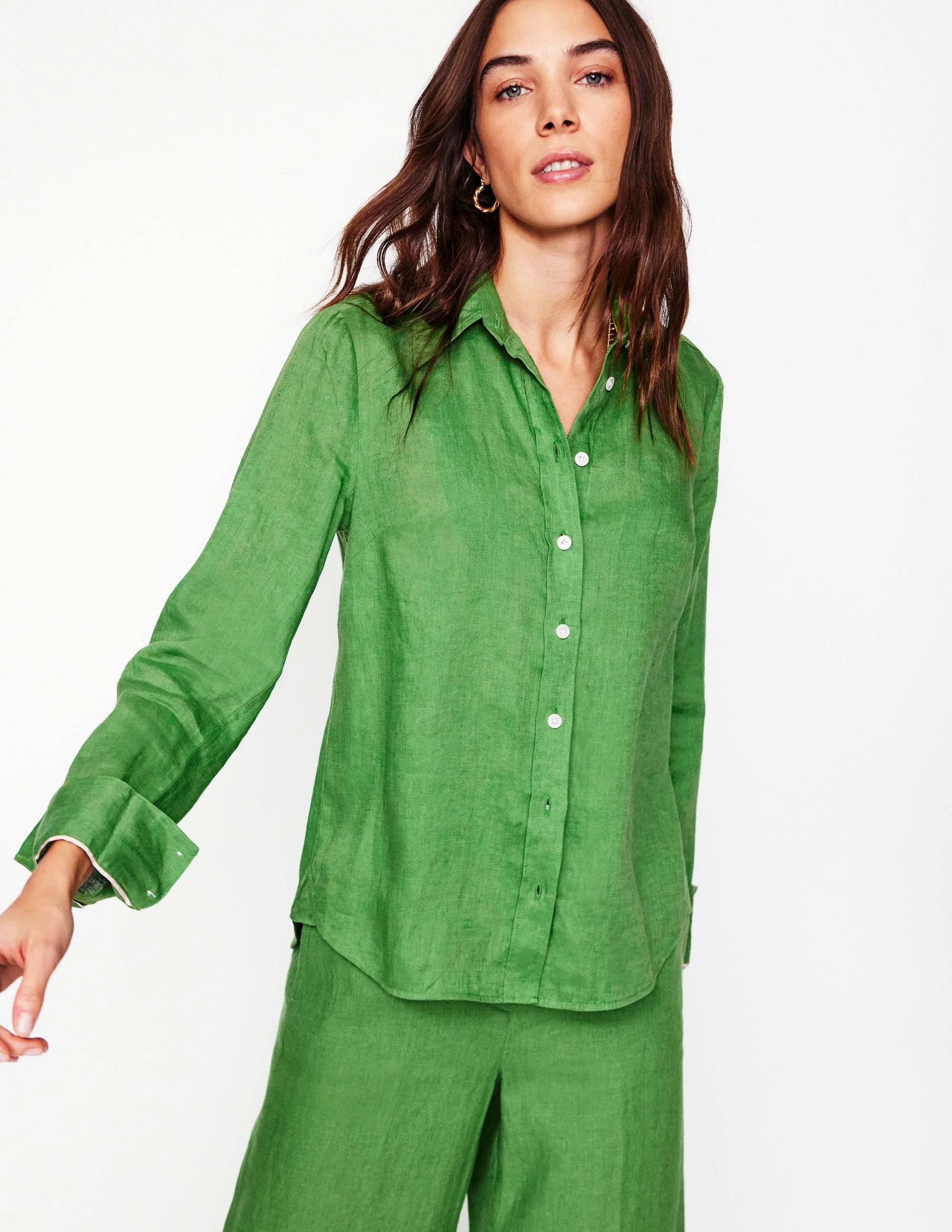 Sienna Linen Shirt-Paradise Green