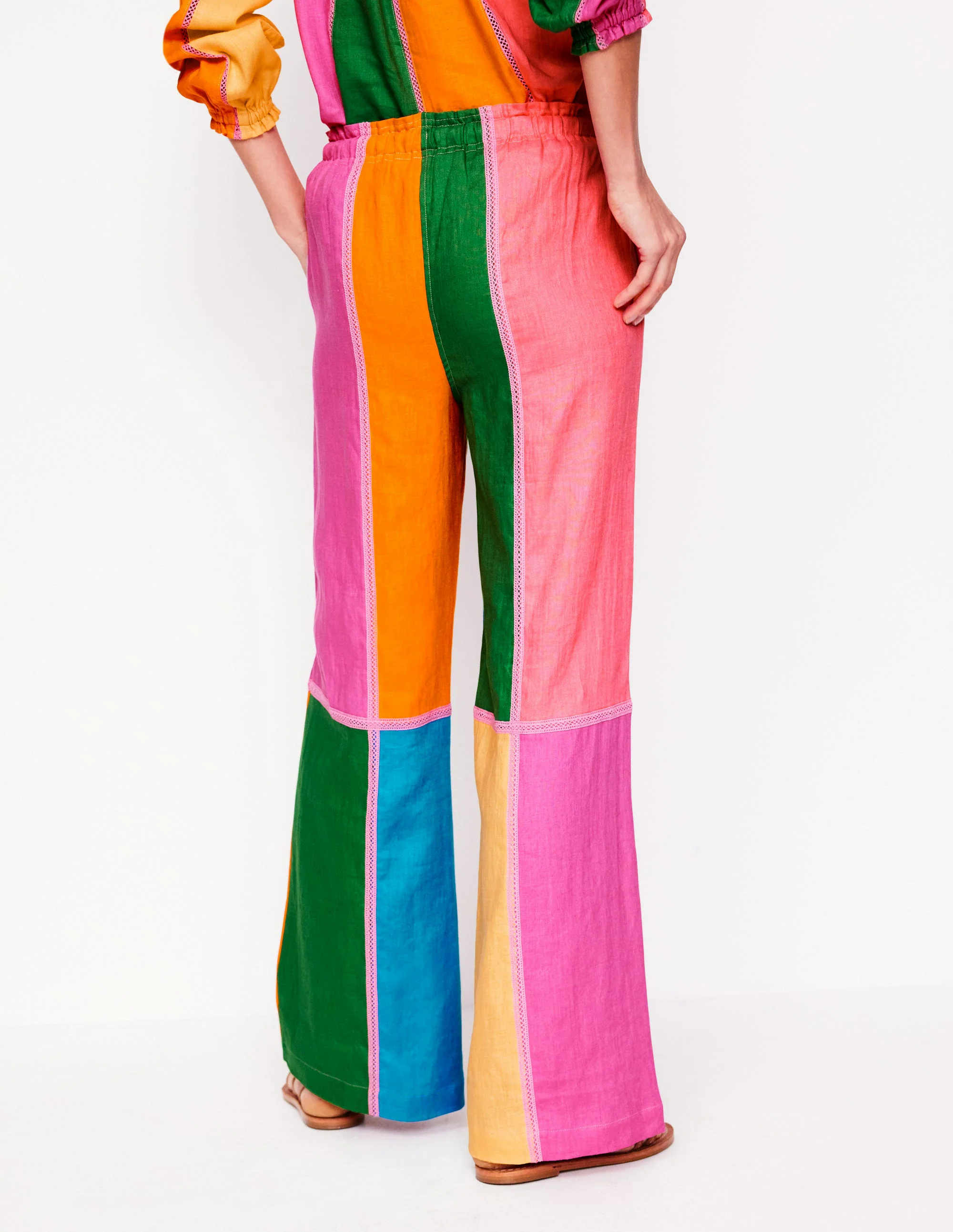 Islington Linen Pants-Multi Colourblock