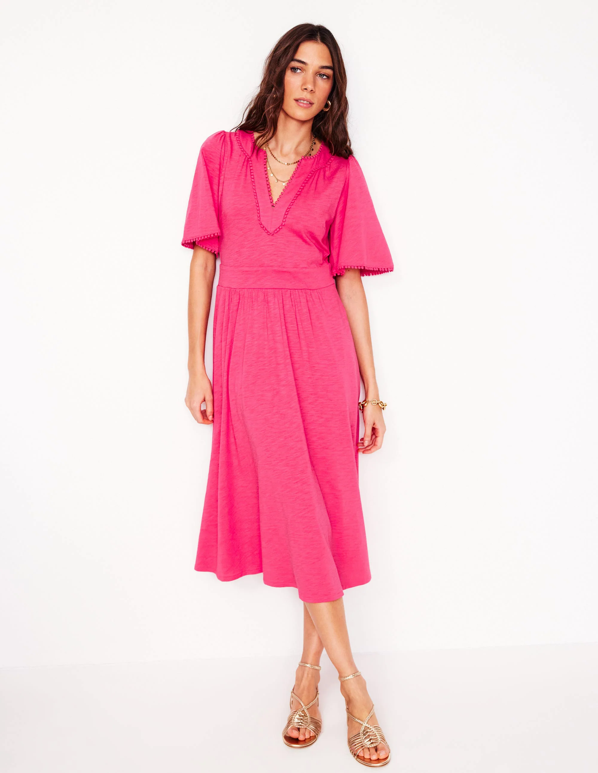 Maddie Trim Jersey Dress-Camelia Pink