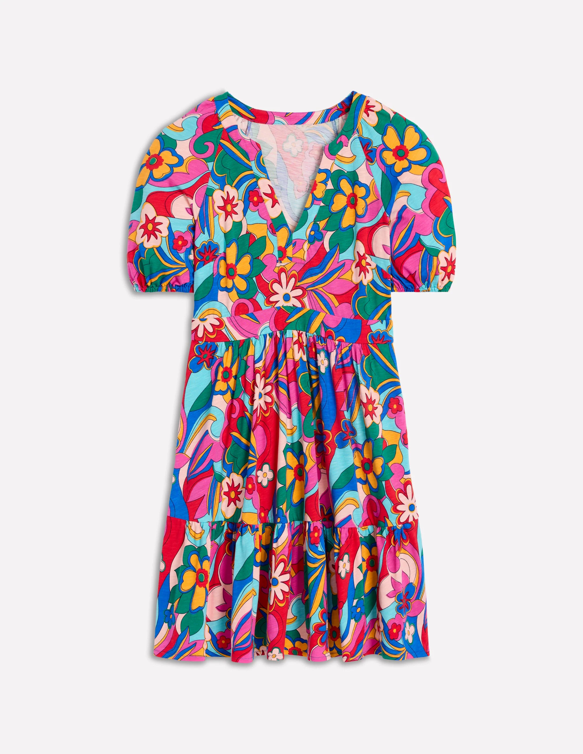 Piper Short Jersey Dress-Multi, Blossomy Pop