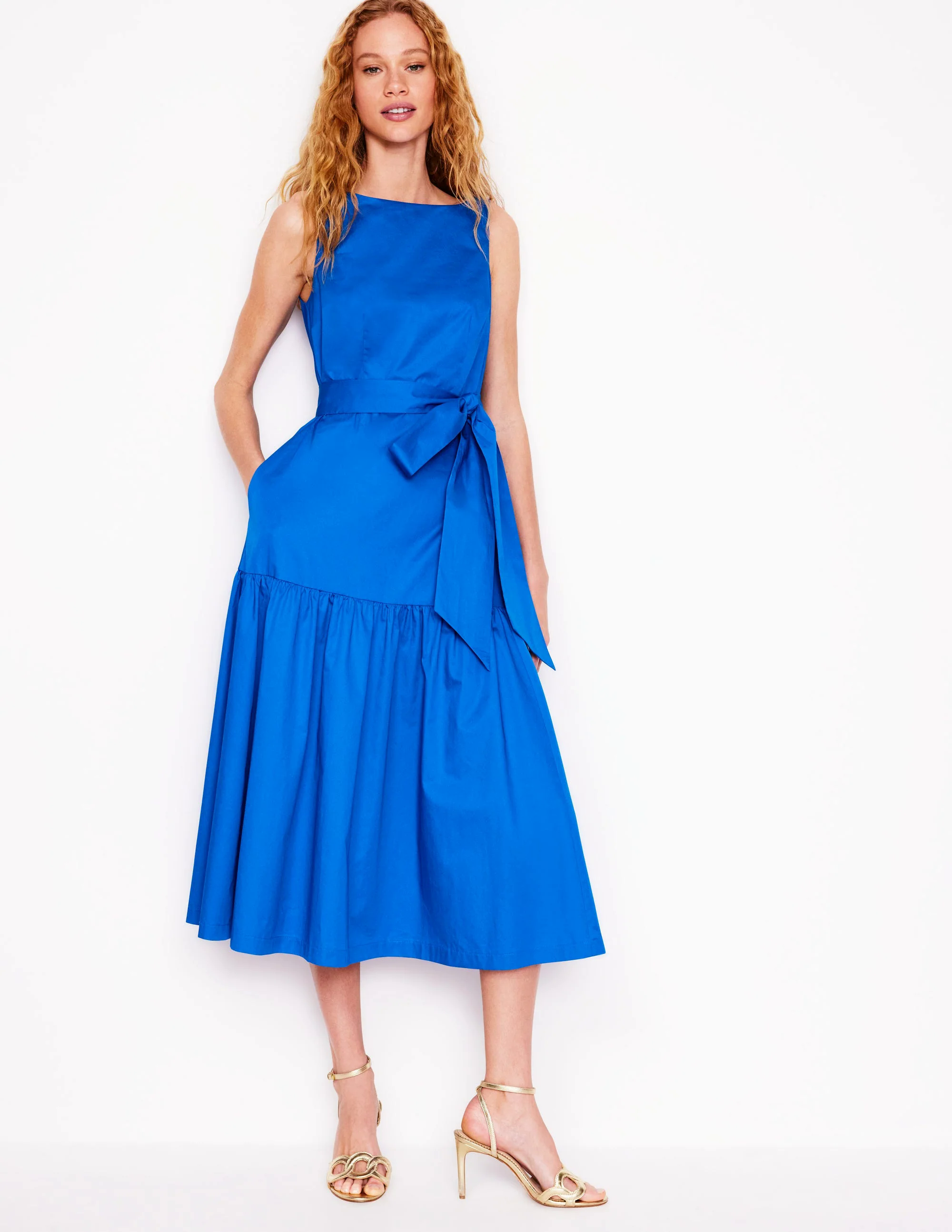 Deep Tier Fit & Flare Dress-Kingfisher Blue