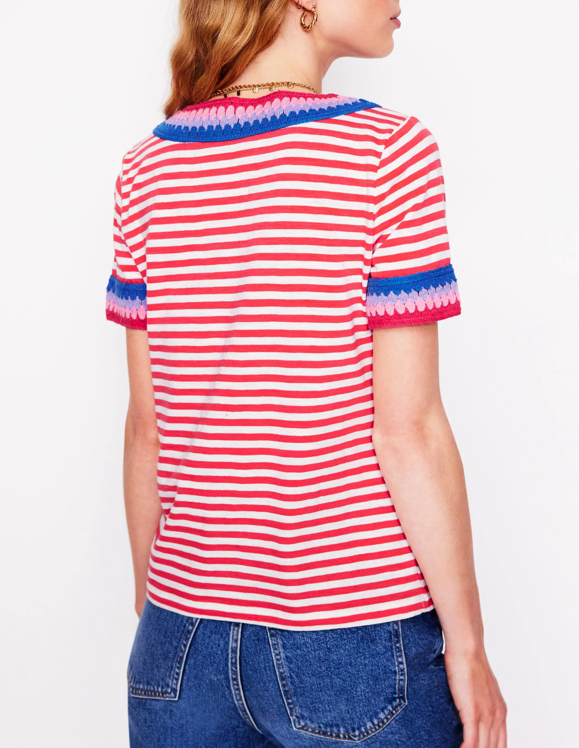 Fae Crochet T-shirt-Ivory, Cayenne