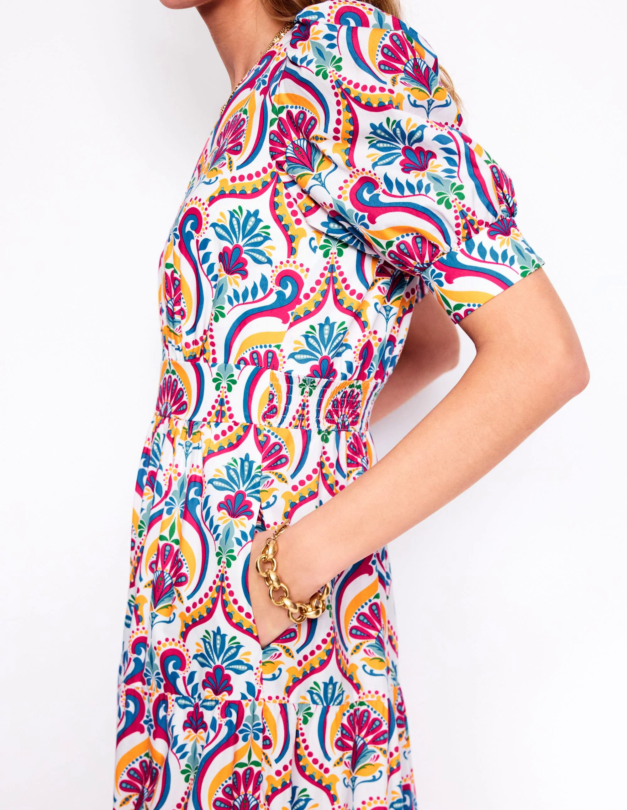 Bella Puff Sleeve Maxi Dress-Multi, Ornamental Floral