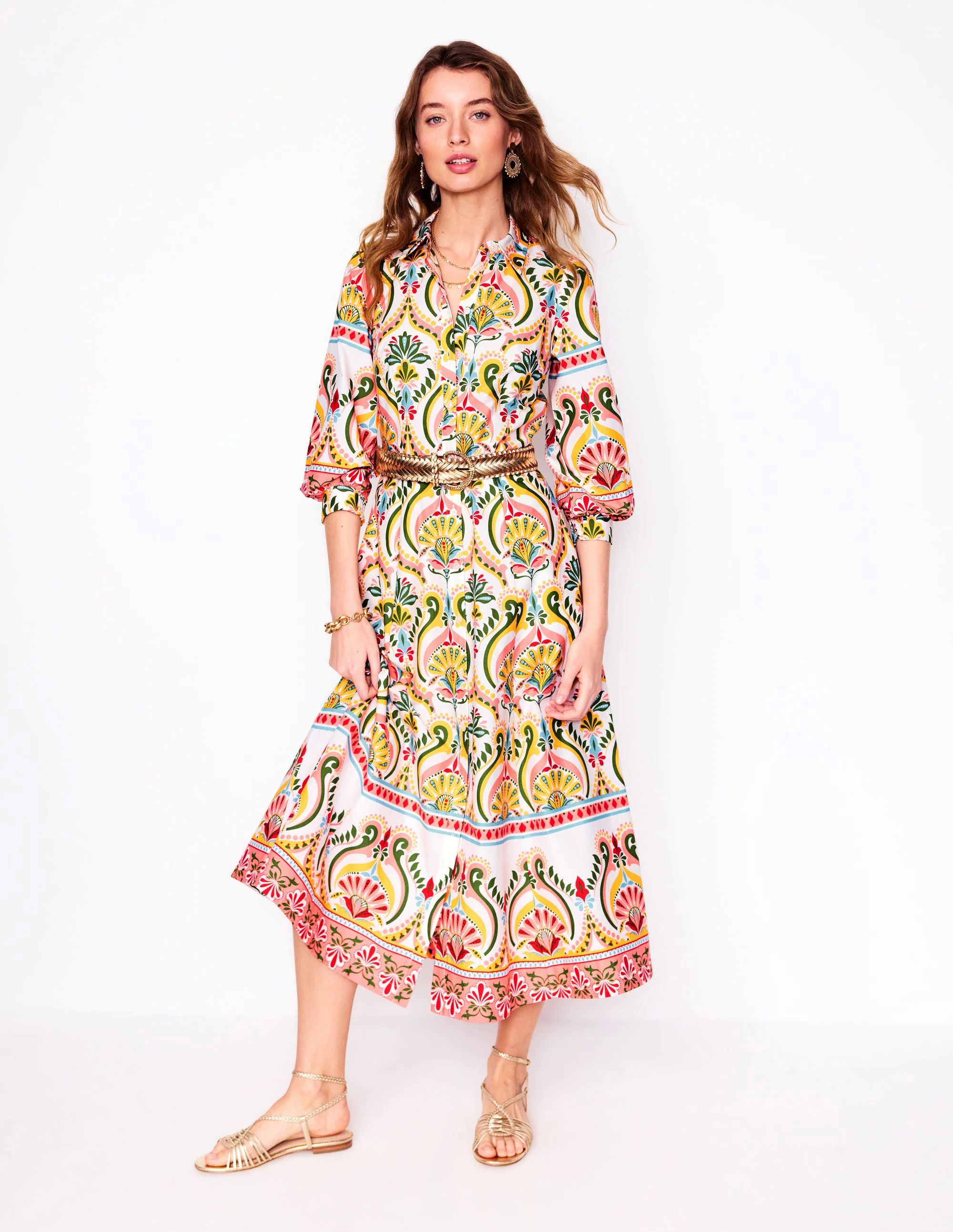 Clara Cotton Shirt Dress-Multi, Ornamental Floral