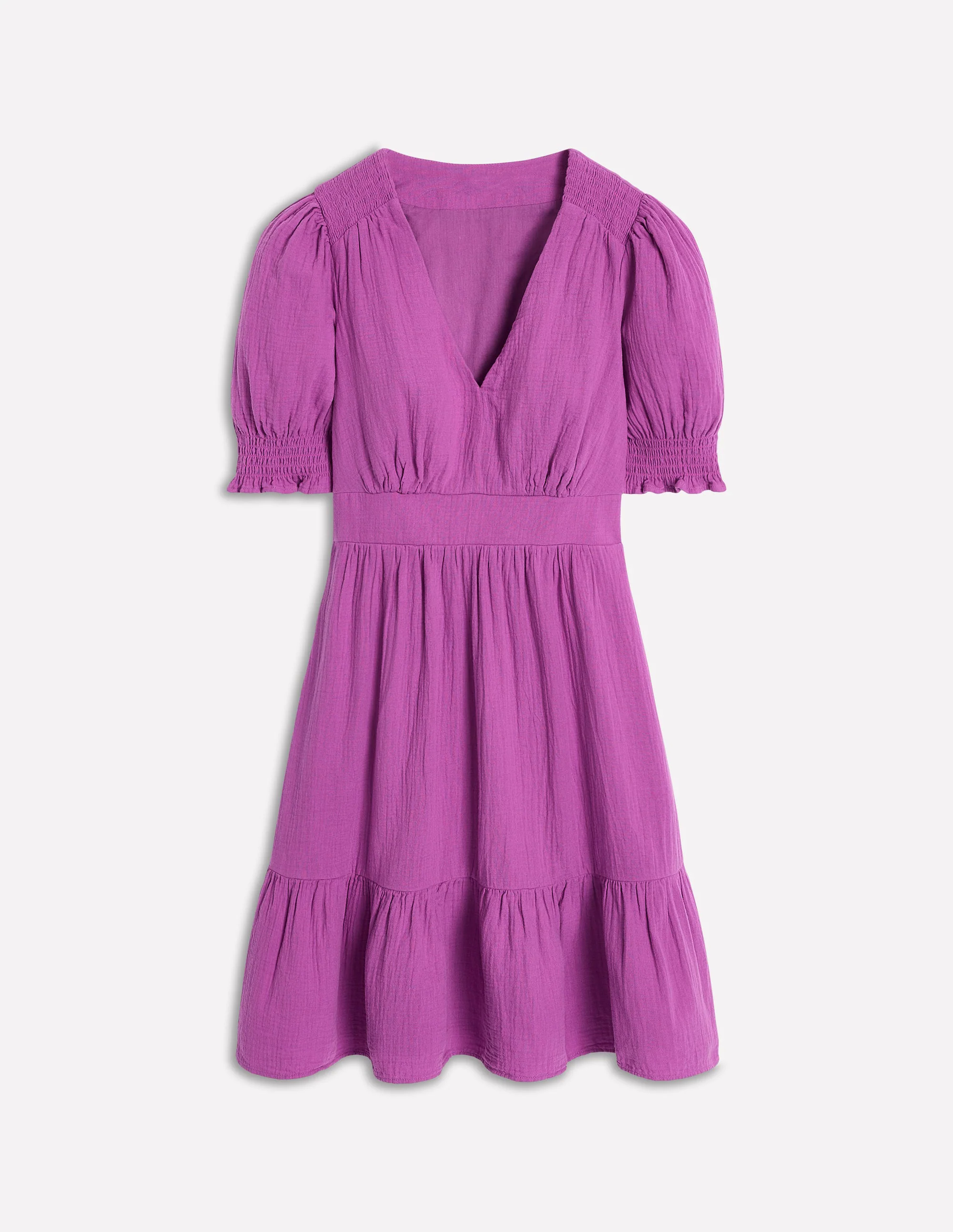 Anna Double Cloth Short Dress-Foxglove