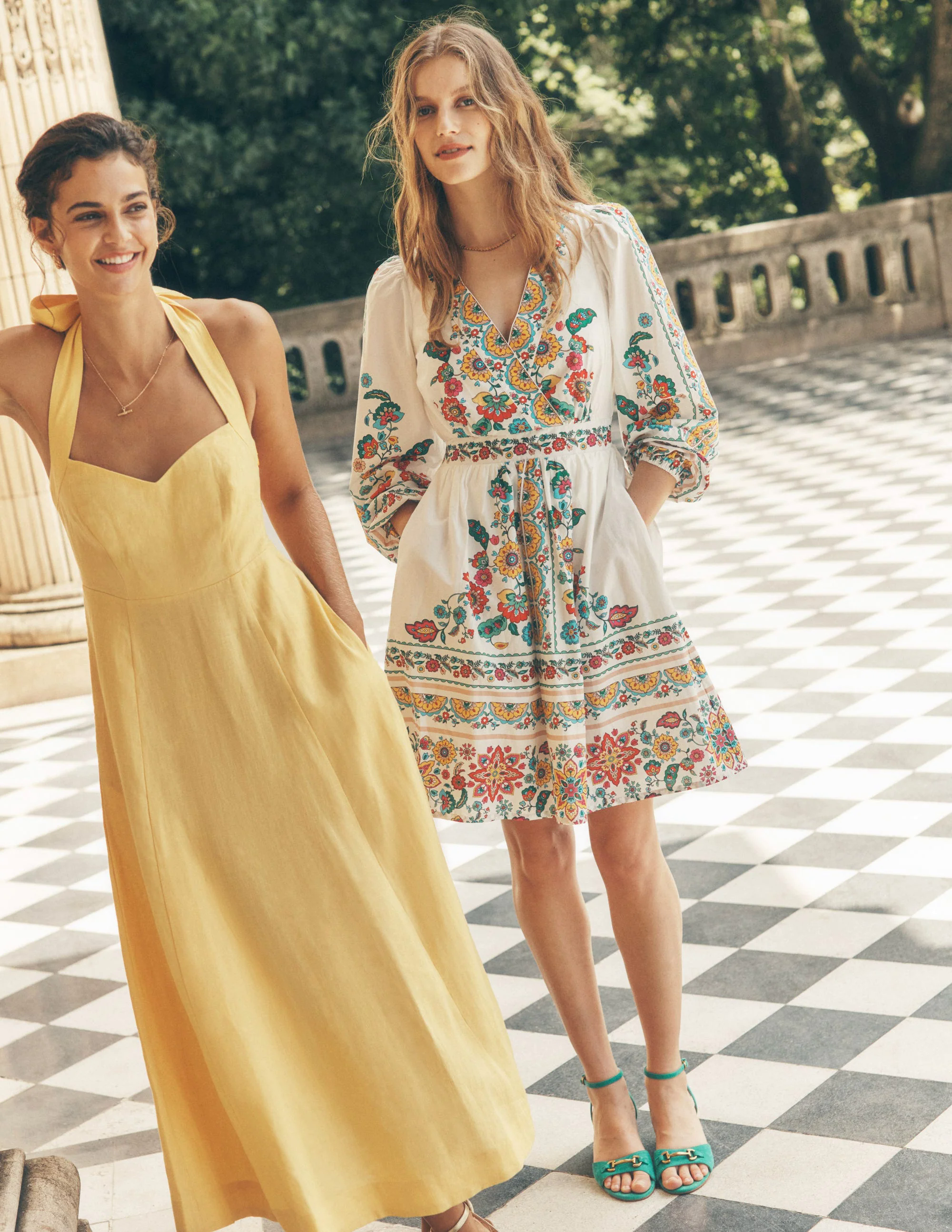 Mya Cotton Short Dress-Ivory, Botanical Sprig