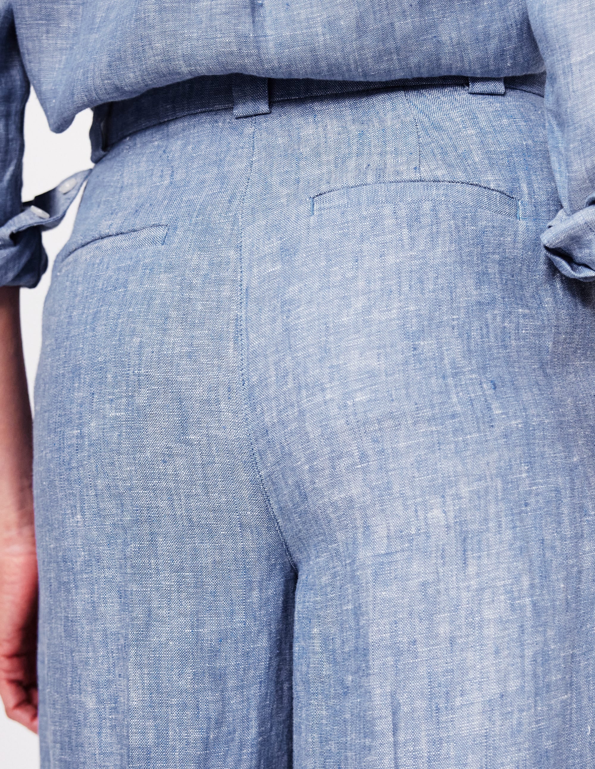 Westbourne Linen Pants-Grey Blue Chambray