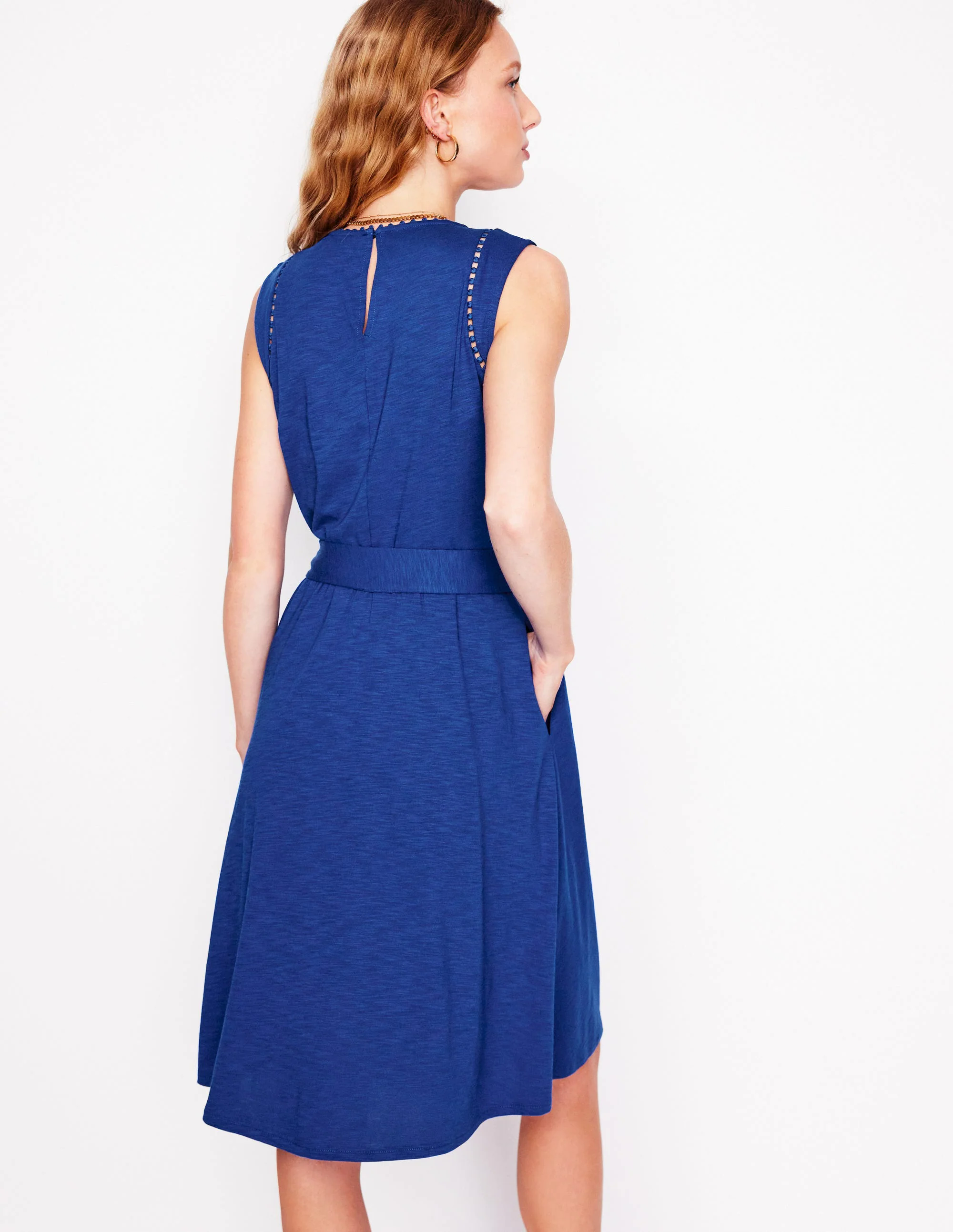 Mila Trim Short Jersey Dress-Bright Blue