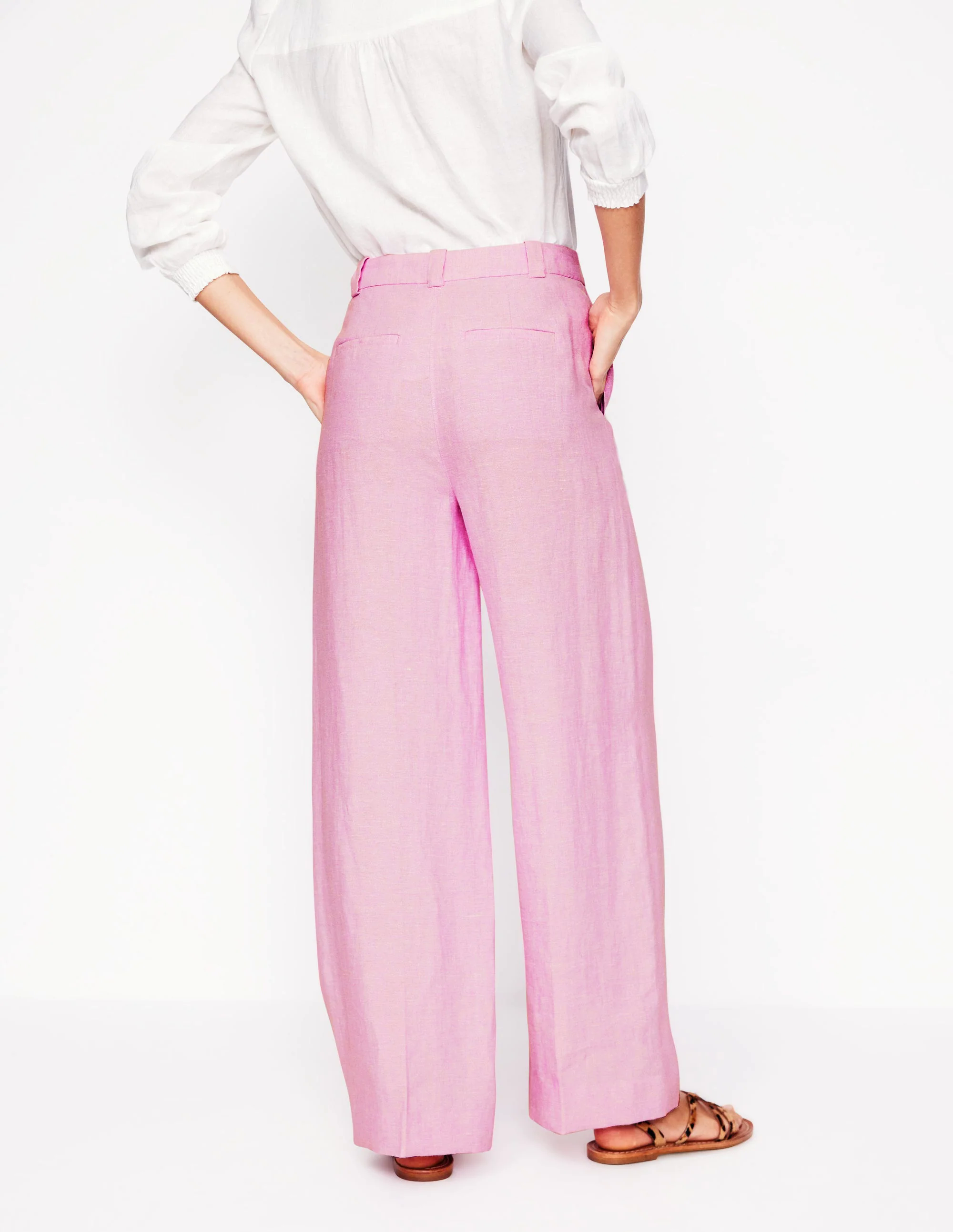Westbourne Linen Pants-Meadowsweet Pink Chambray