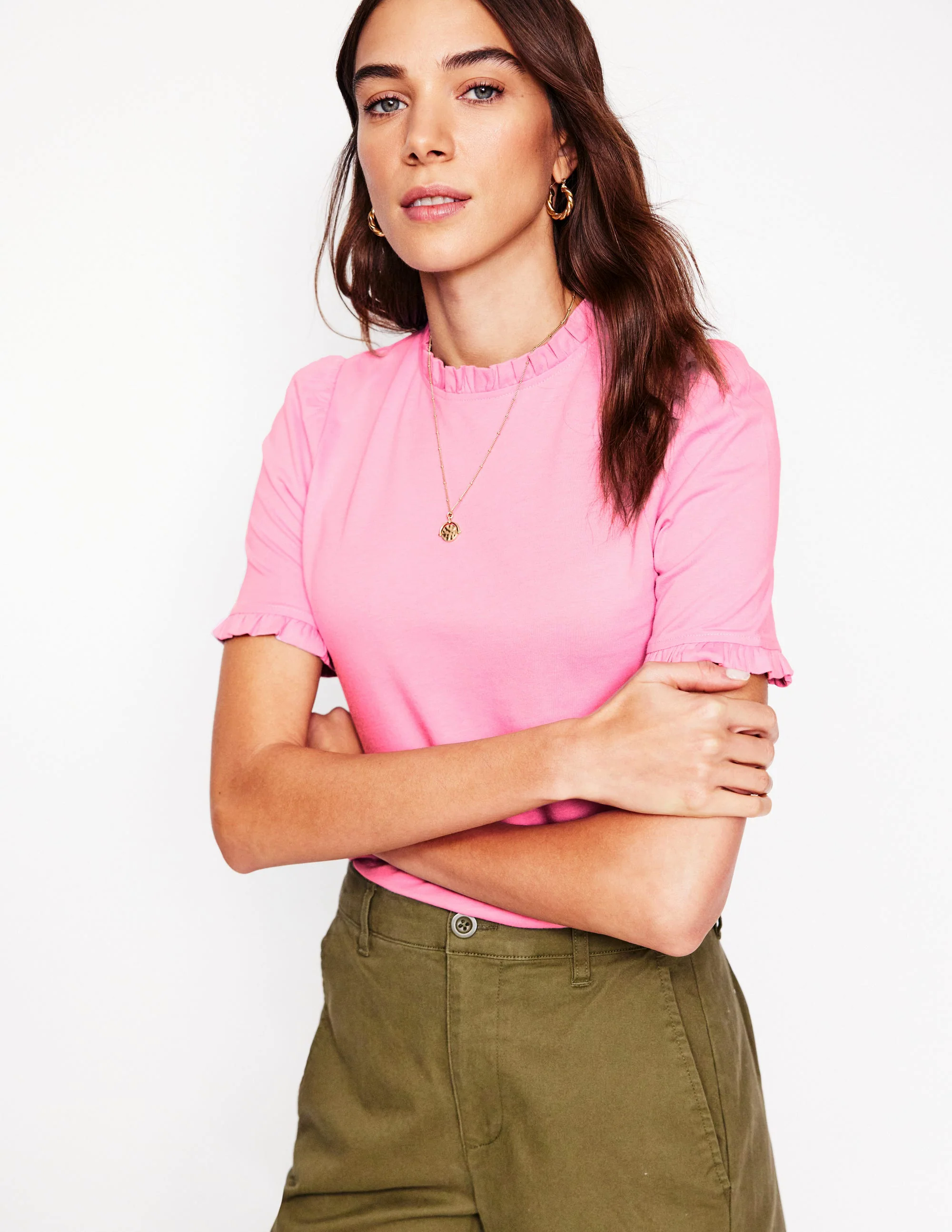 Supersoft Frill Detail T-shirt-Vintage Rose