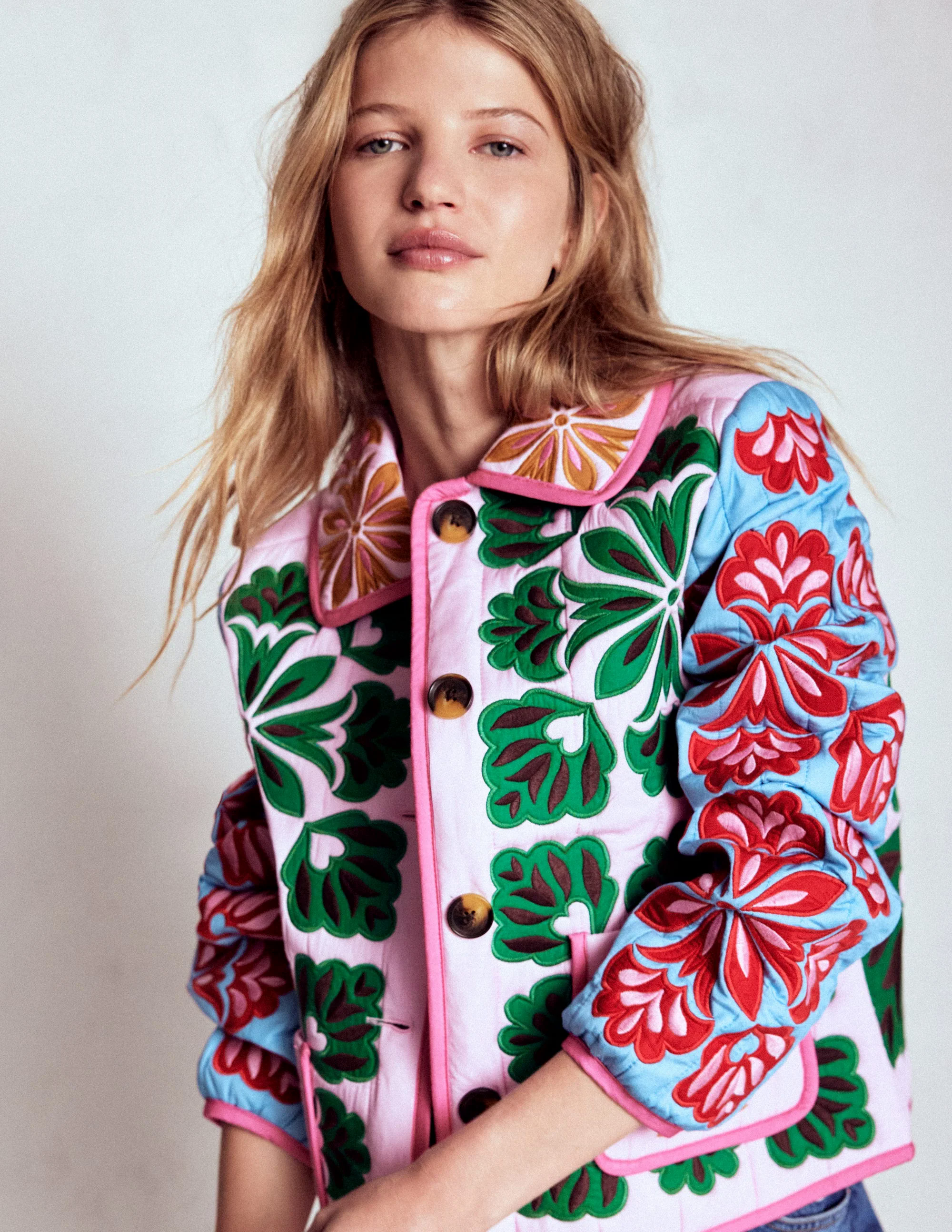 Fitzrovia Embroidered Jacket-Multi Applique