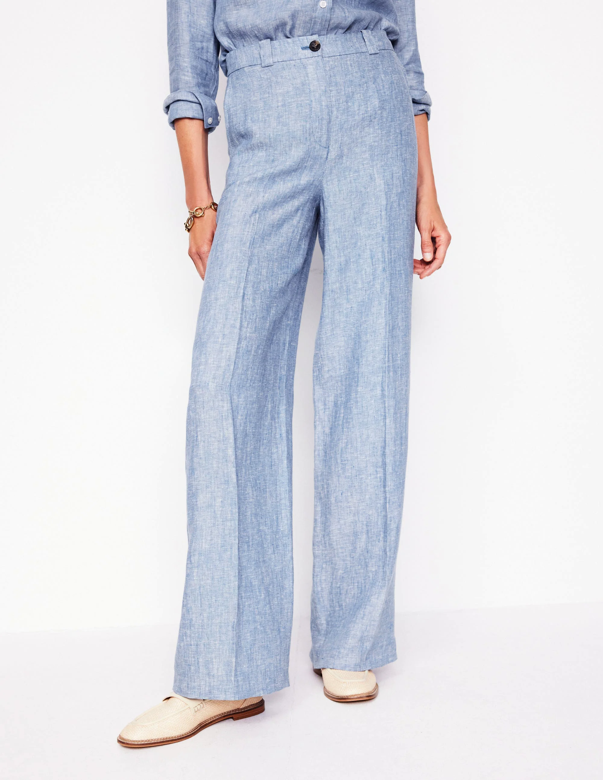 Westbourne Linen Pants-Grey Blue Chambray