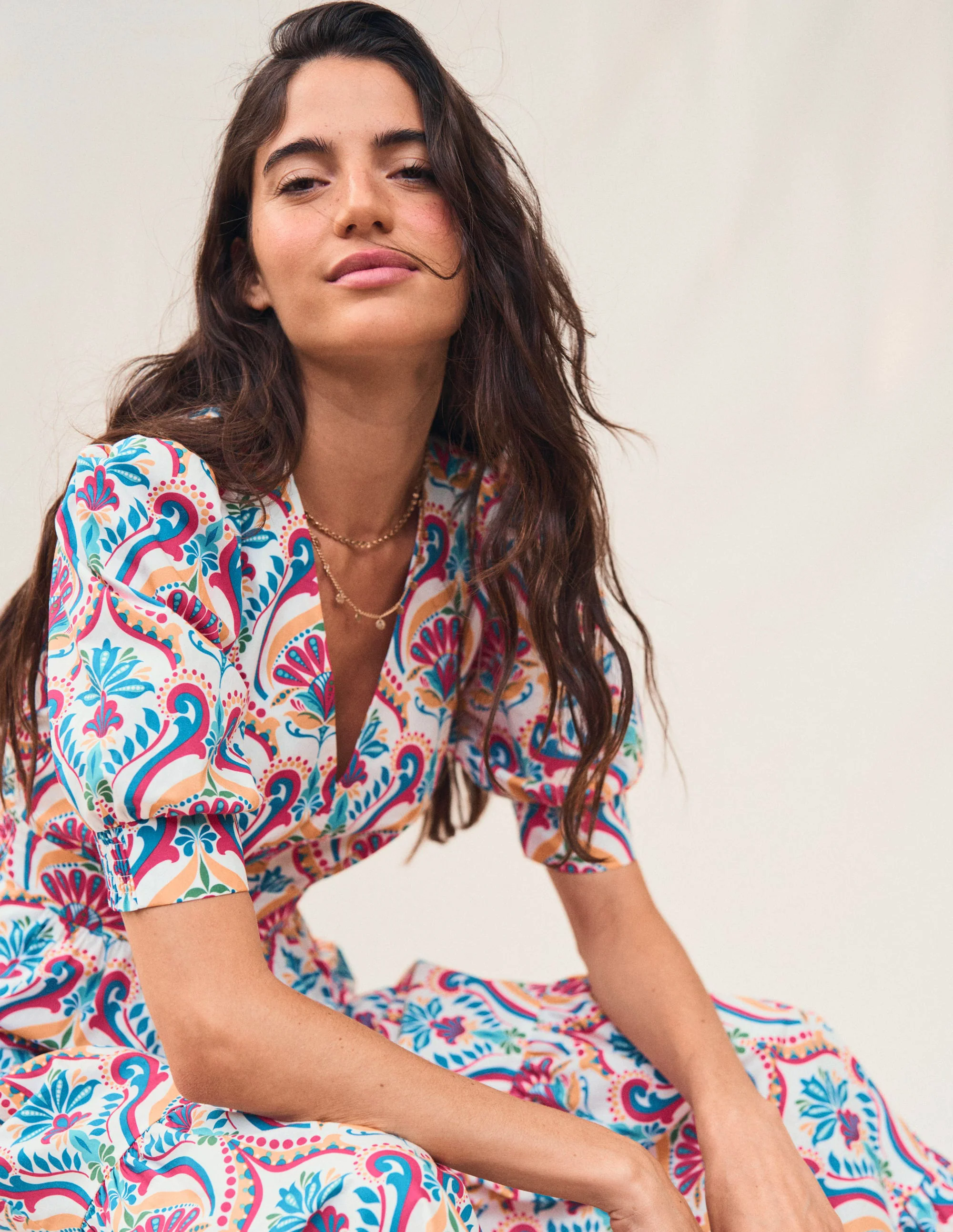 Bella Puff Sleeve Maxi Dress-Multi, Ornamental Floral