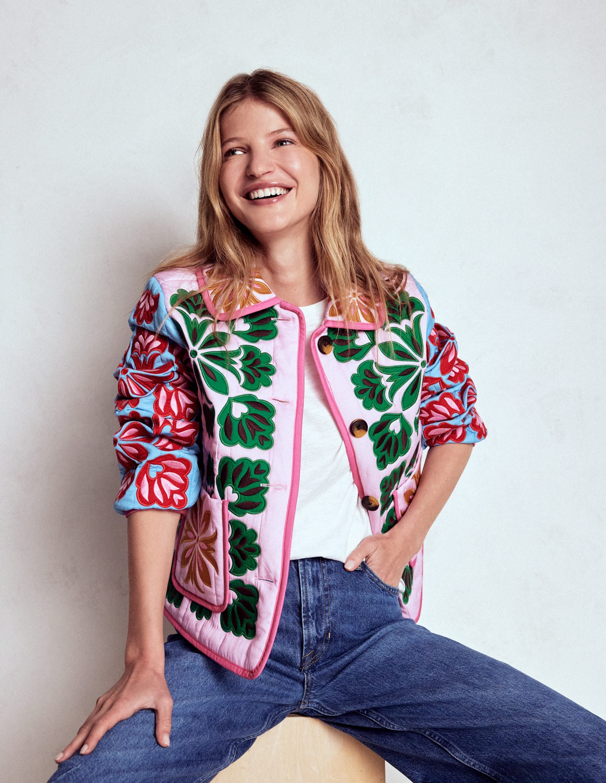 Fitzrovia Embroidered Jacket-Multi Applique