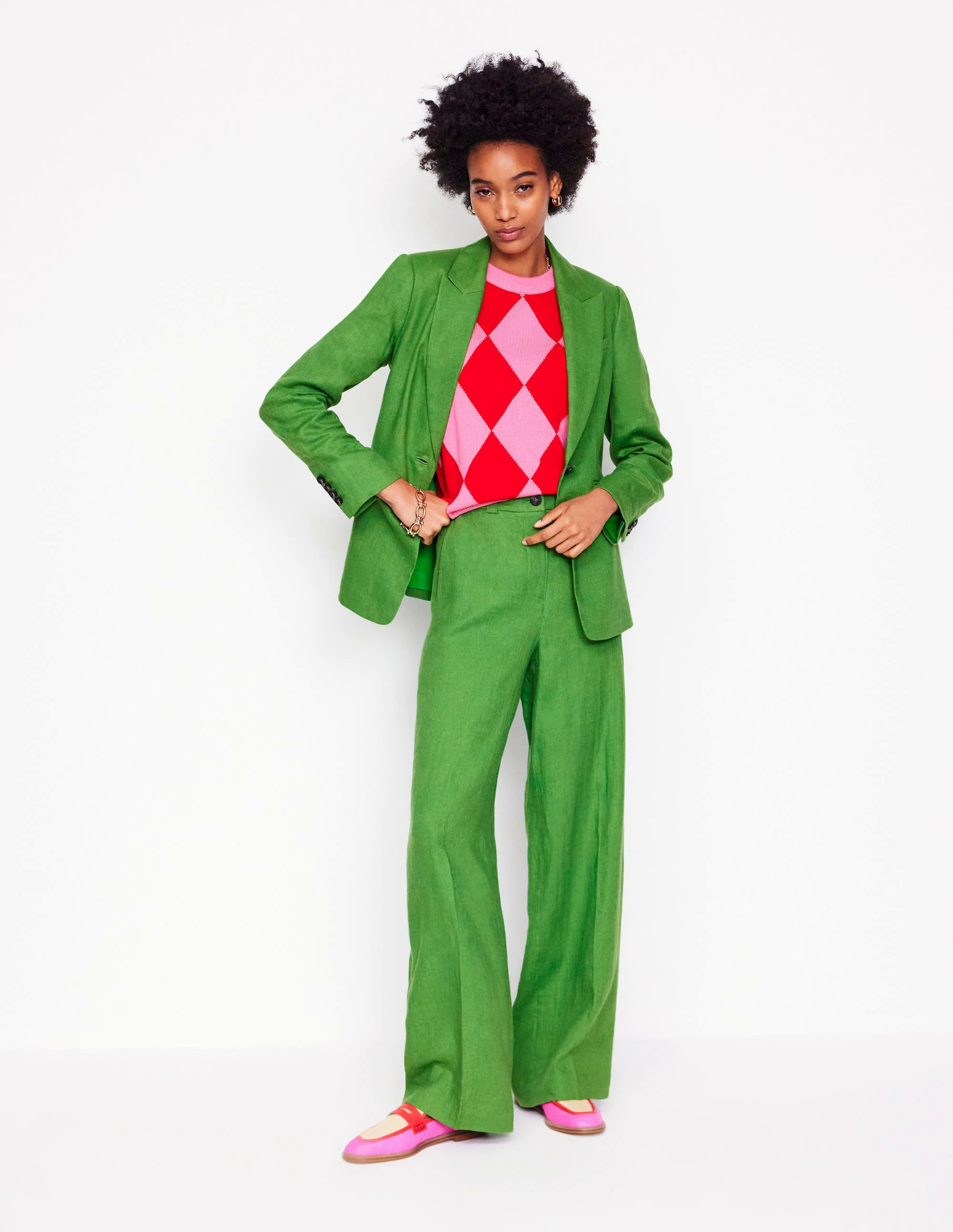 Stamford Linen Blazer-Iguana Green