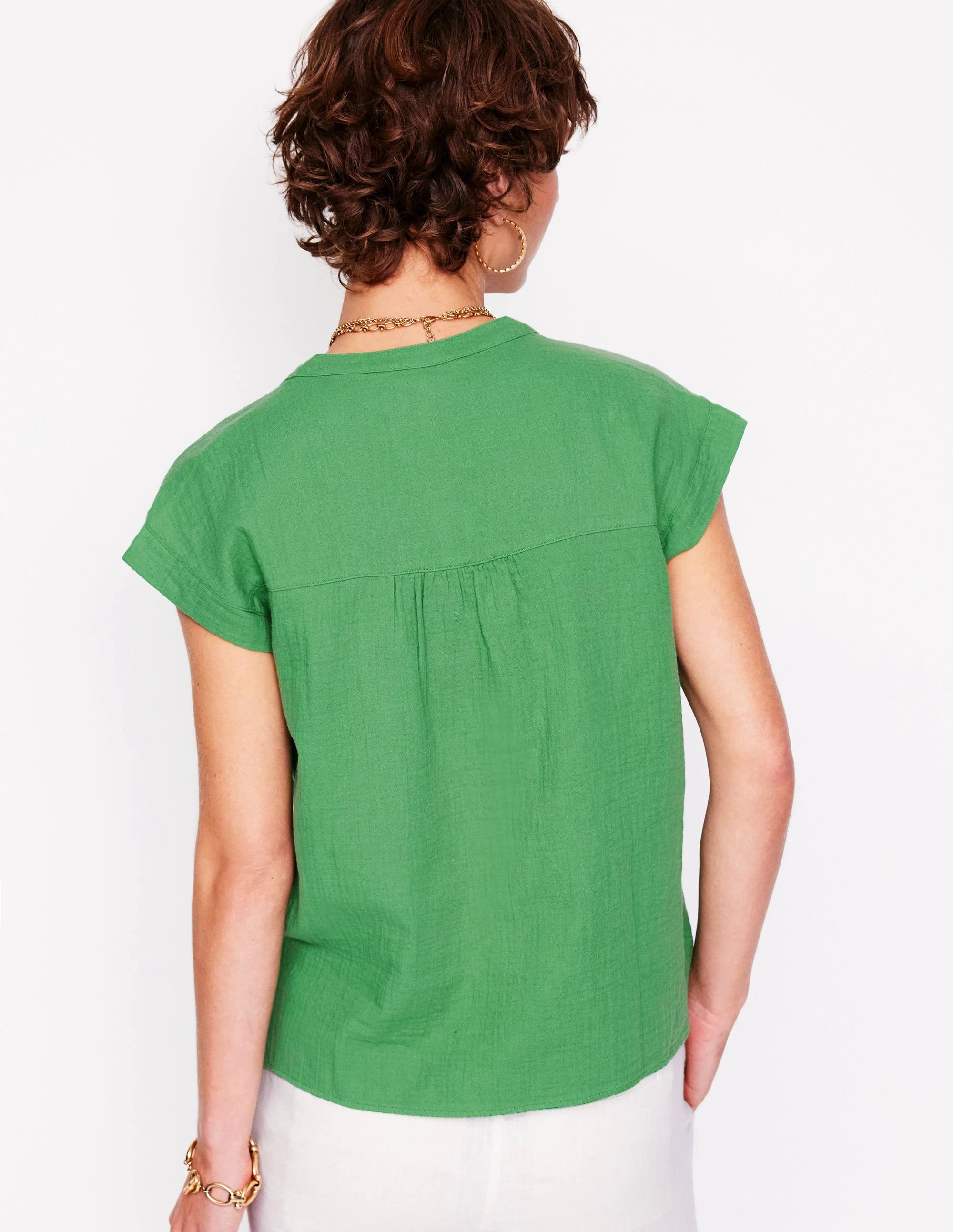 Sleeveless Double Cloth Top-Paradise Green
