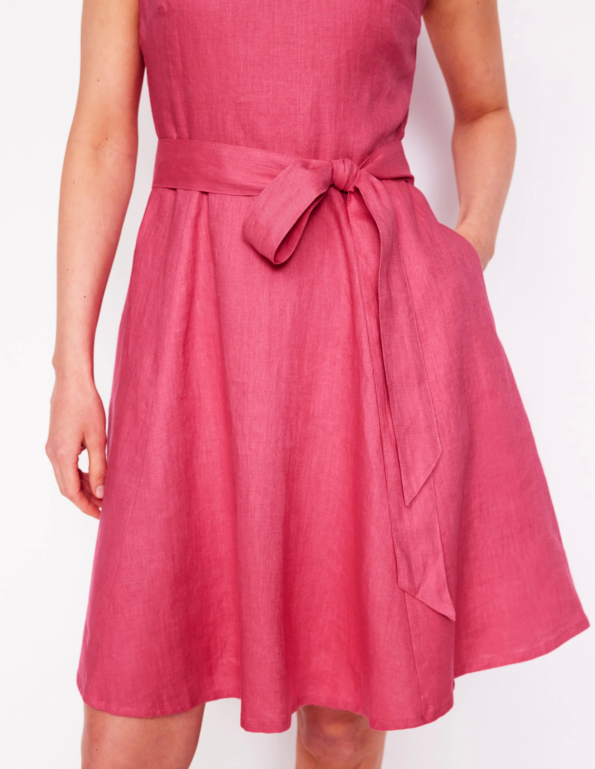 Anya Sleeveless Linen Dress-Rose Pink