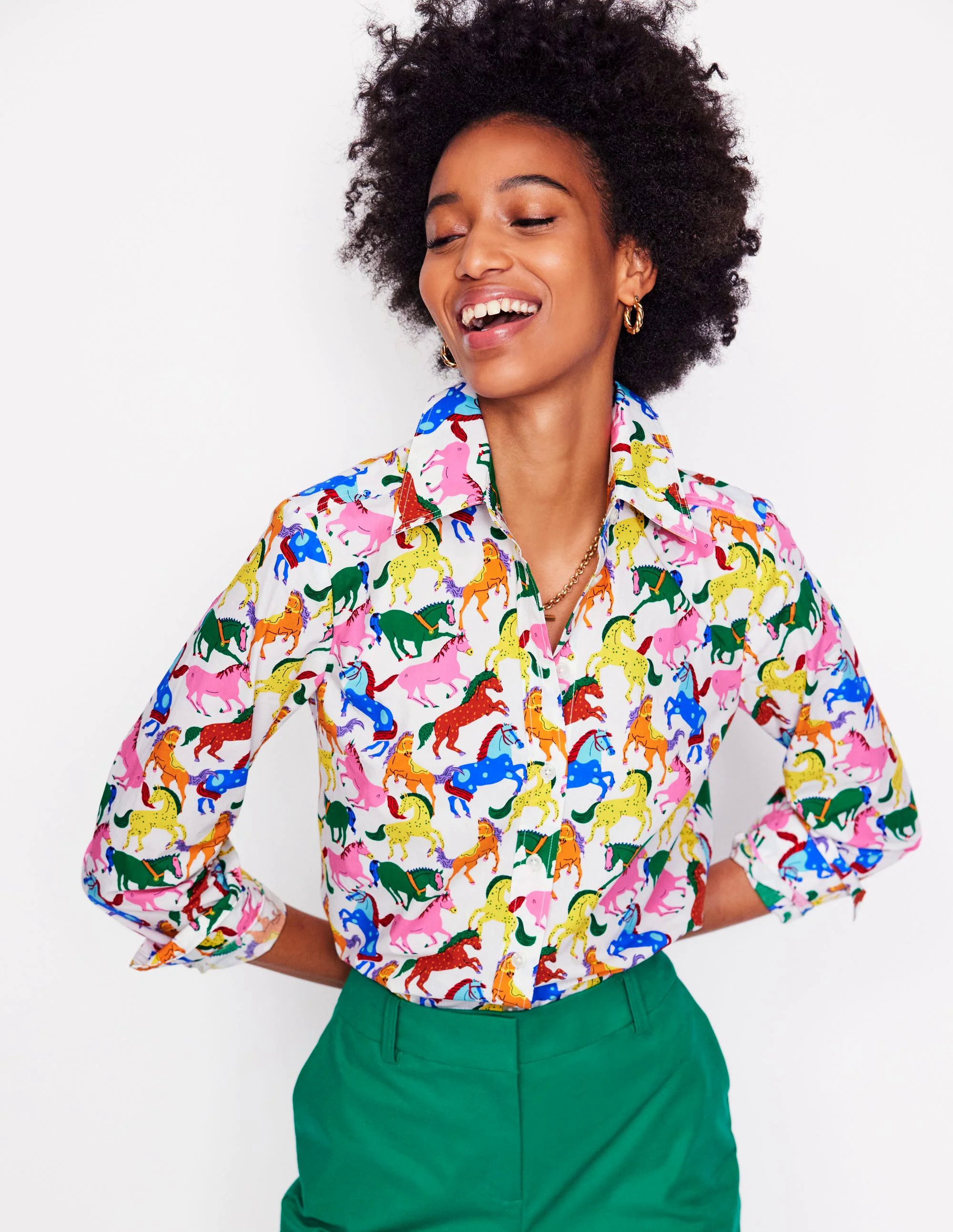 Sienna Cotton Shirt-Hotched Multi Stripe