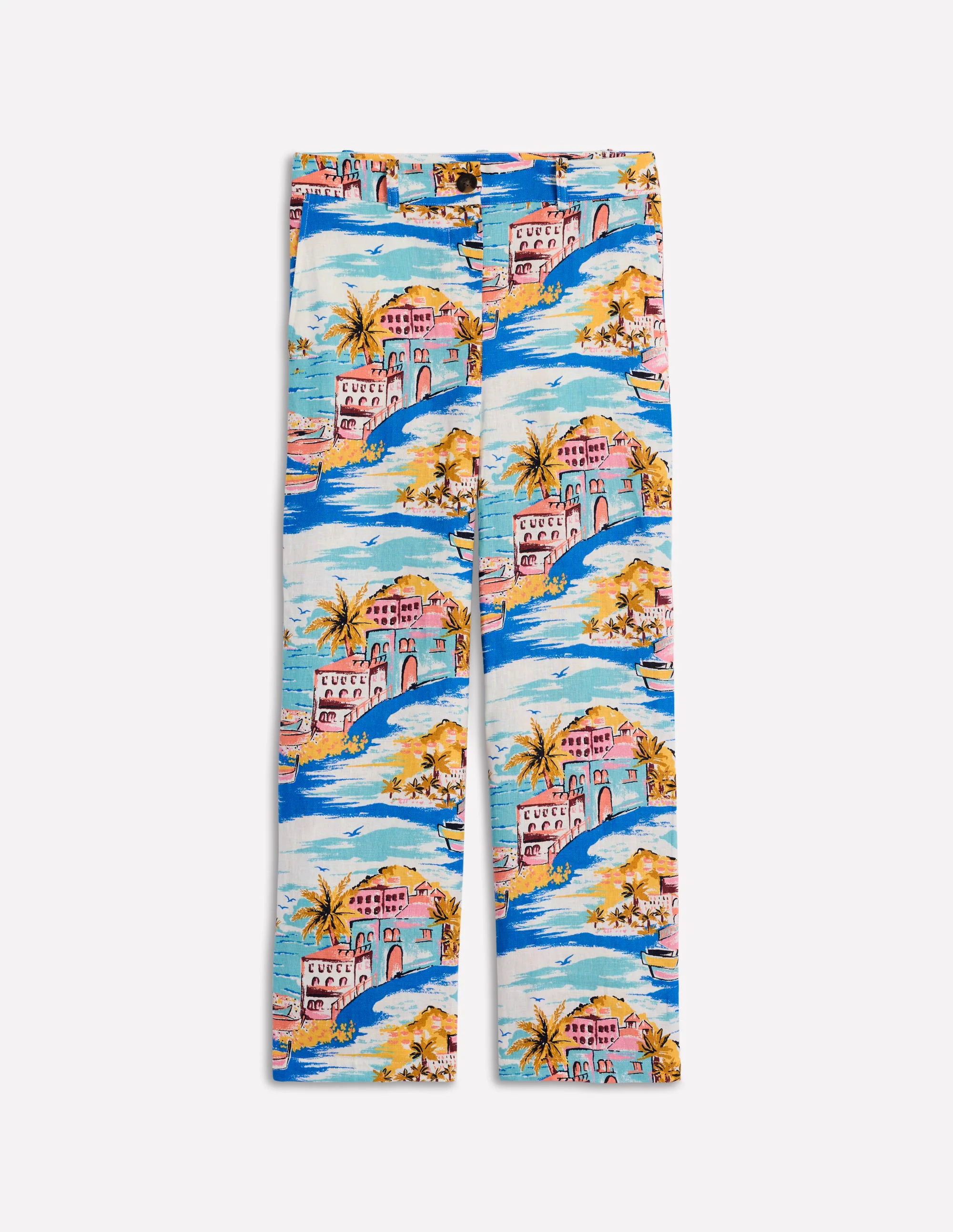 Westbourne Crop Linen Pants-Multi, Paradise Bay