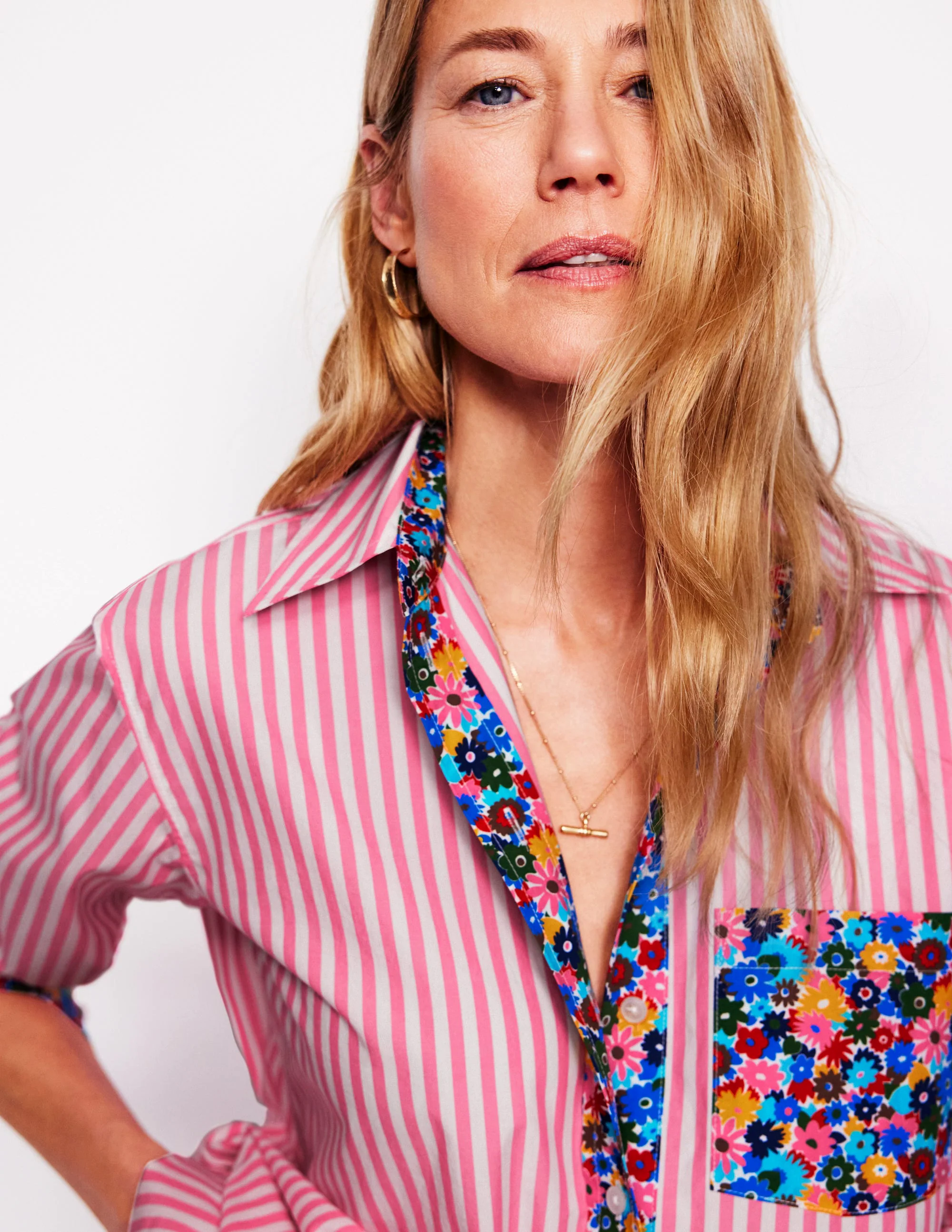 Sadie Relaxed Cotton Shirt-Multi, Paintbox Ditsy