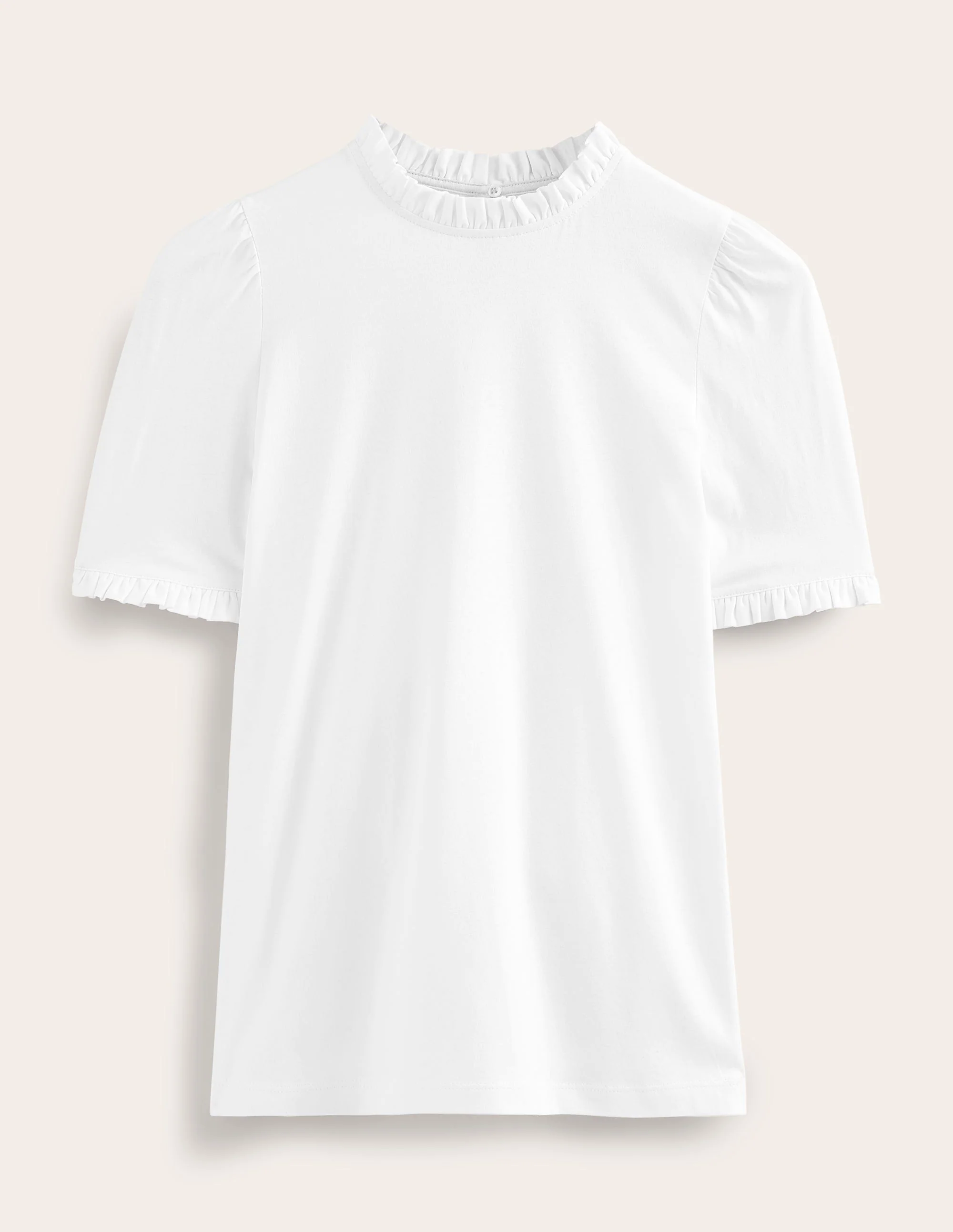 Supersoft Frill Detail T-shirt-White