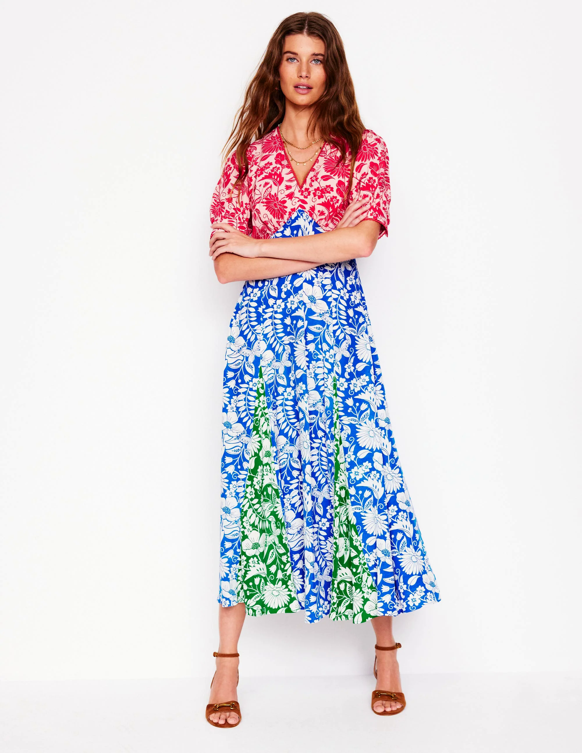 Rosie Godet Tea Dress-Multi, Wildflower Trail