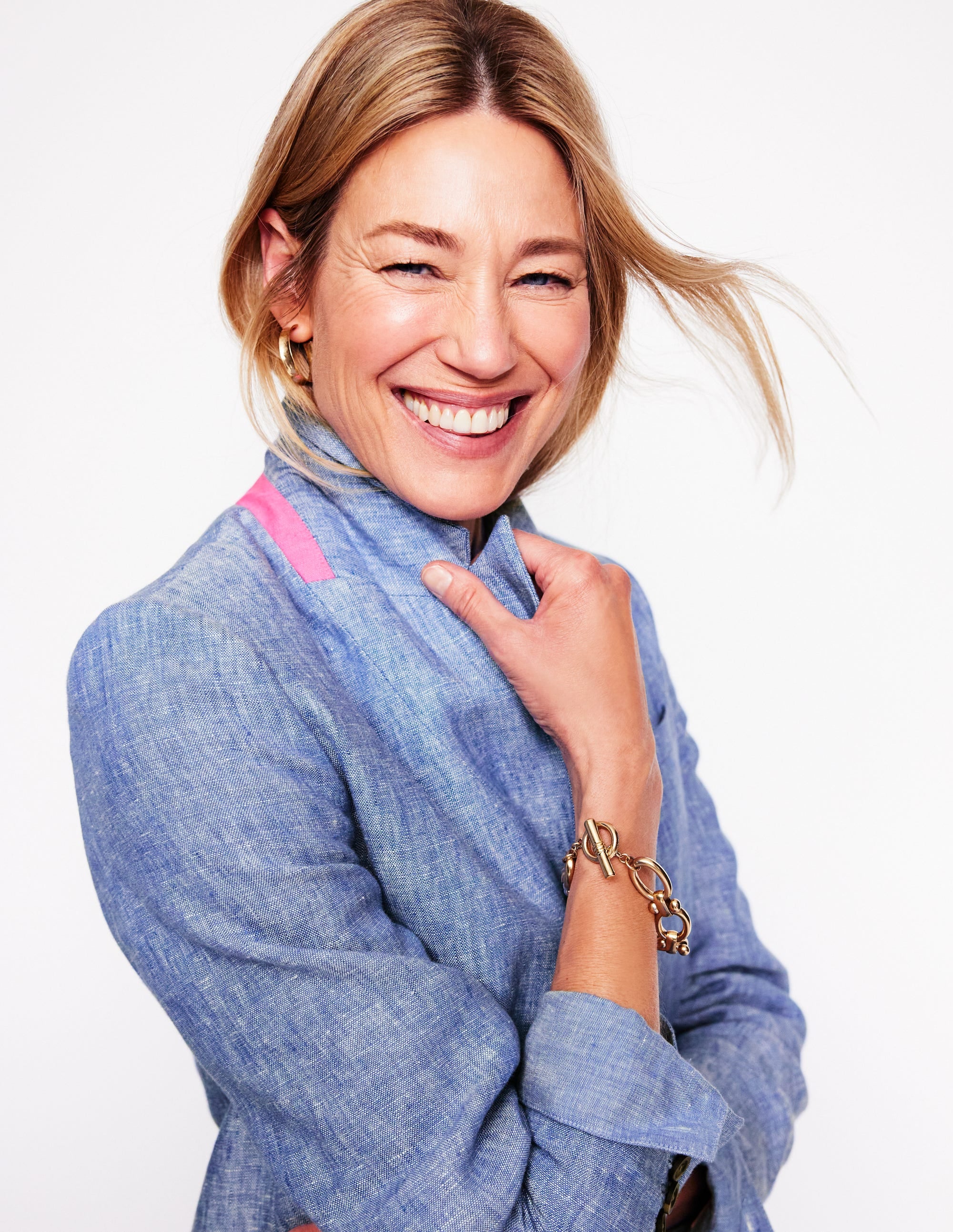 Stamford Linen Blazer-Chambray