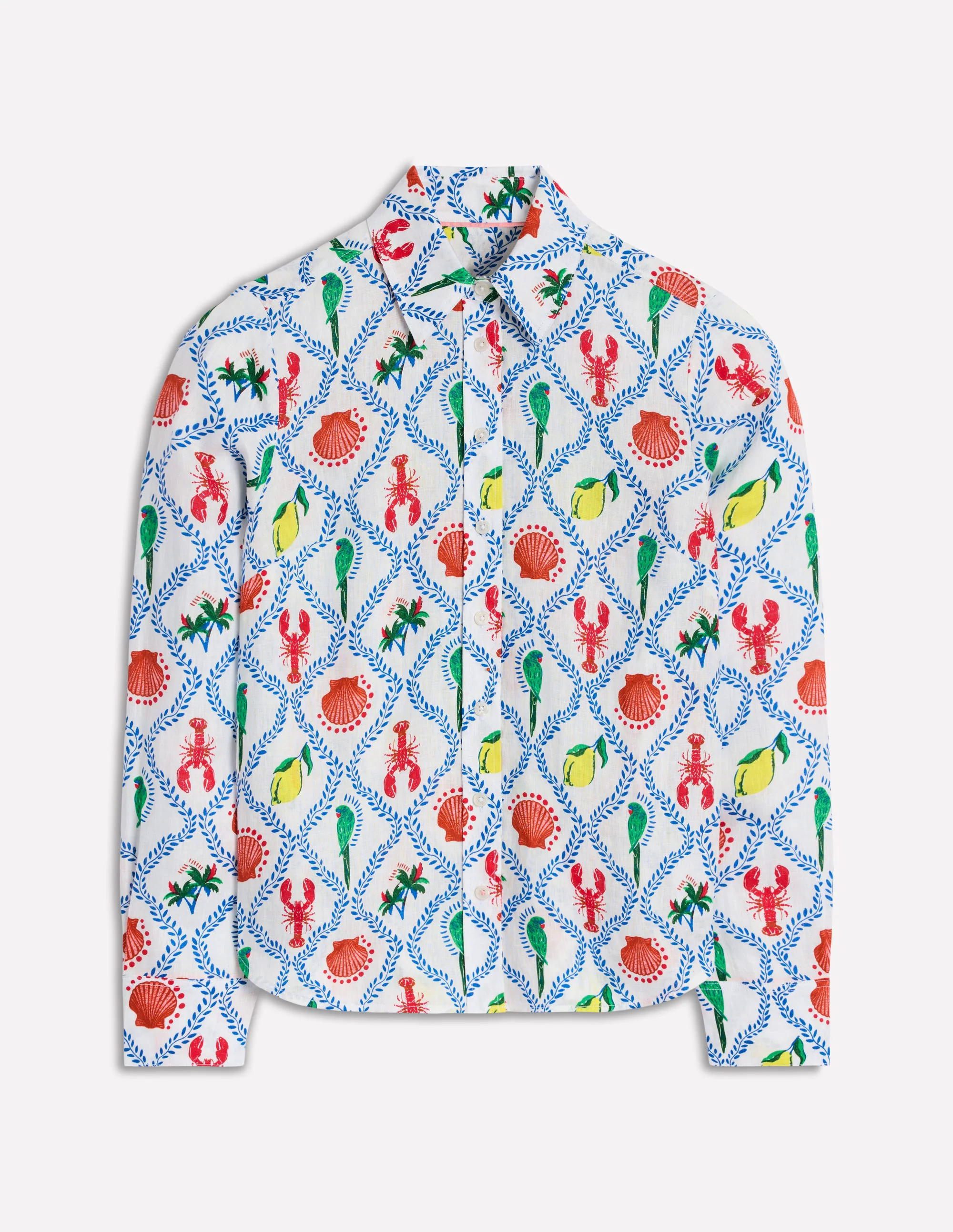 Sienna Linen Shirt-Ivory Tropical Bonanza