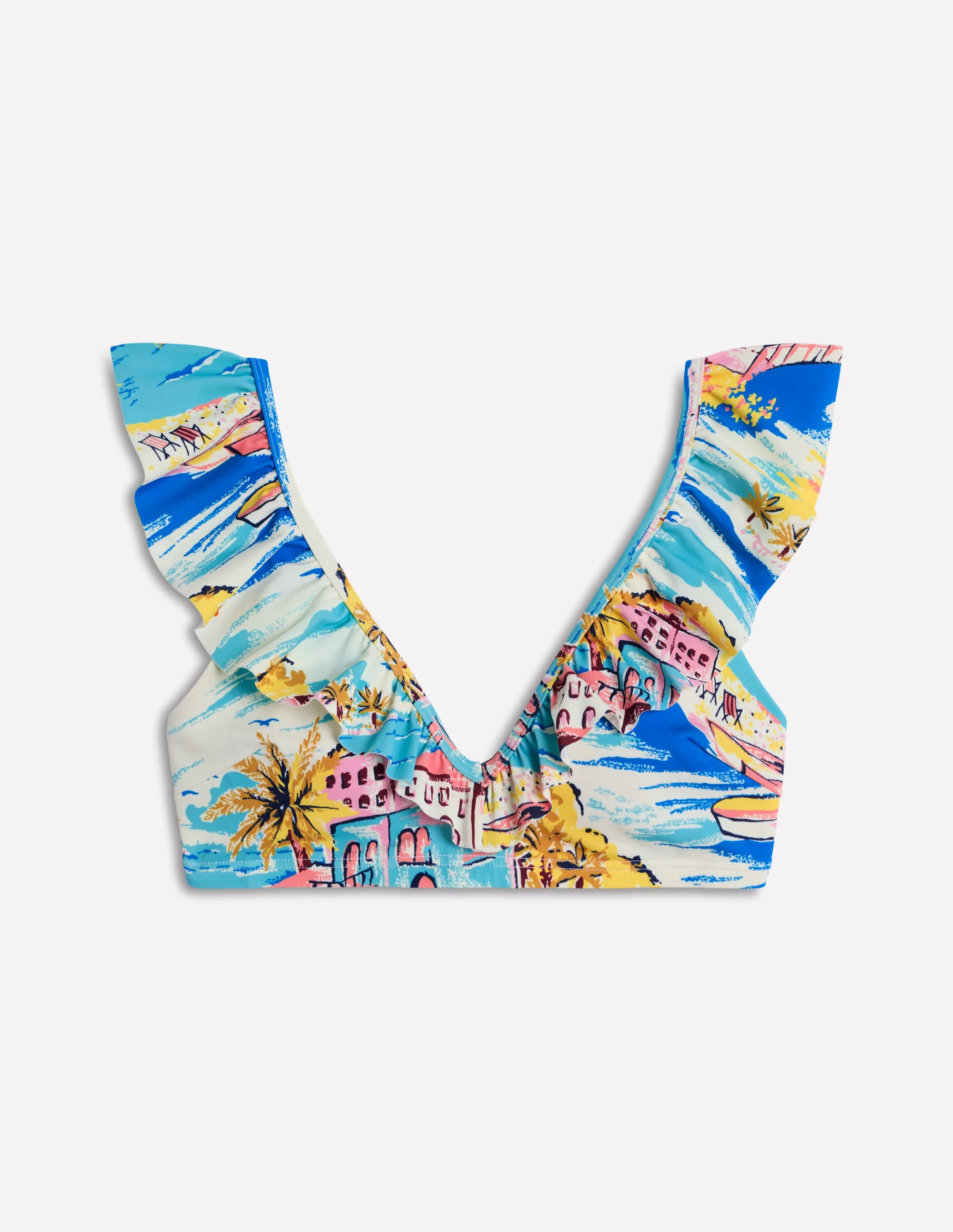 Evia Ruffle Bikini Top-Multi, Paradise Bay