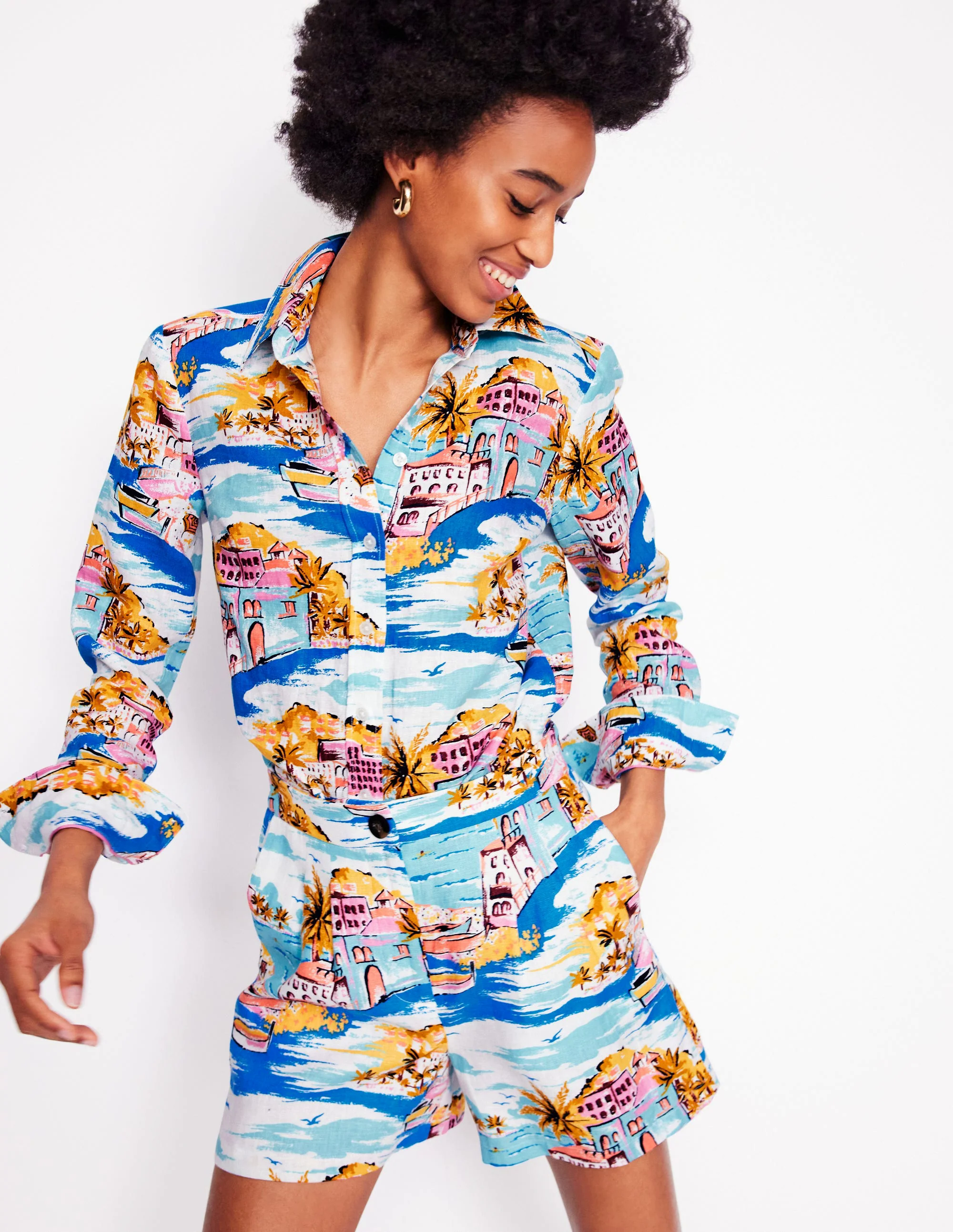 Sienna Linen Shirt-Multi, Paradise Bay