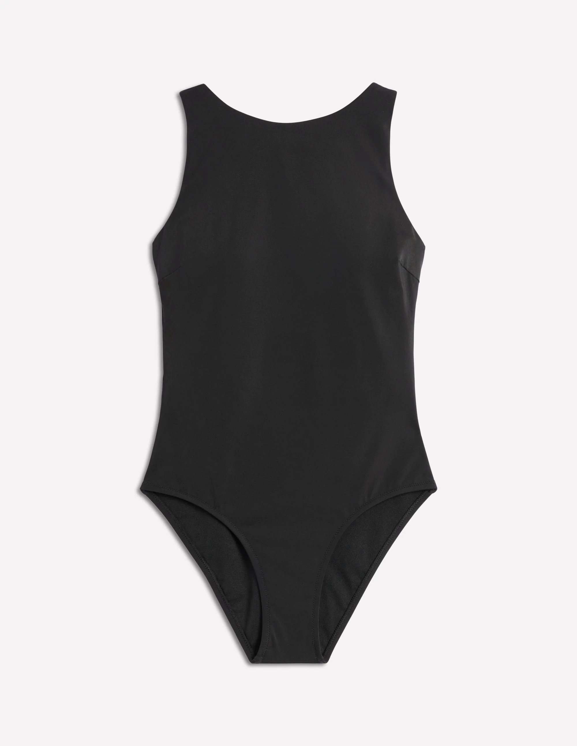 Slash Neck Tie Swimsuit-Black