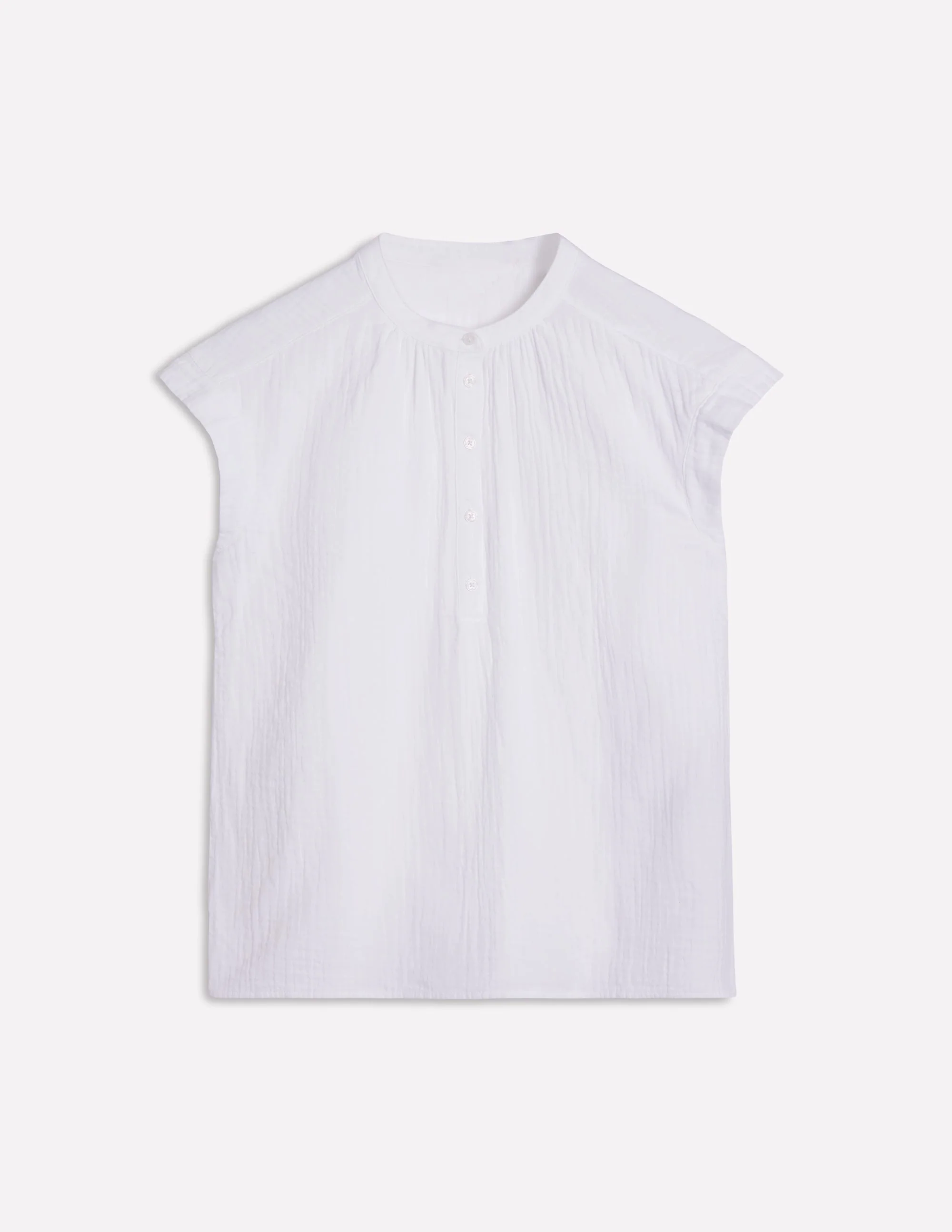 Sleeveless Double Cloth Top-White