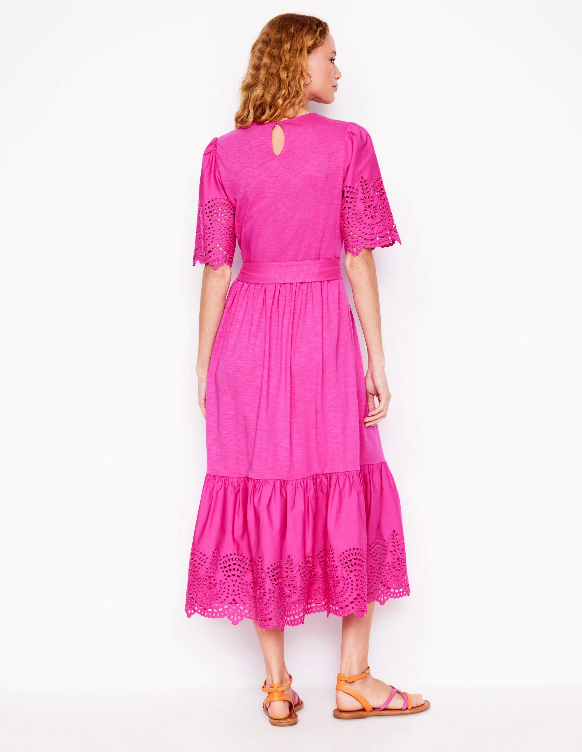 Isabel Broderie Mix maxi Dress-Cosmos Pink