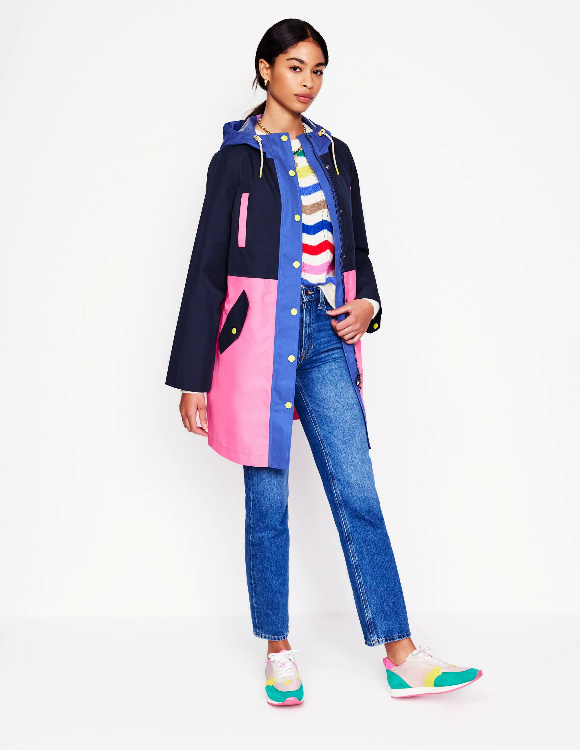 Wells Waterproof Hooded Coat-Colourblock