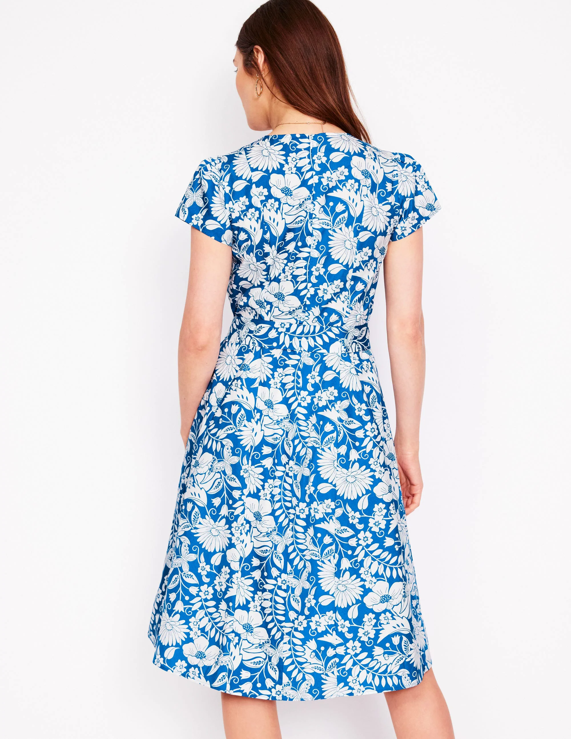 Imo Cotton Short Dress-Gallery Blue, Wildflower Trail