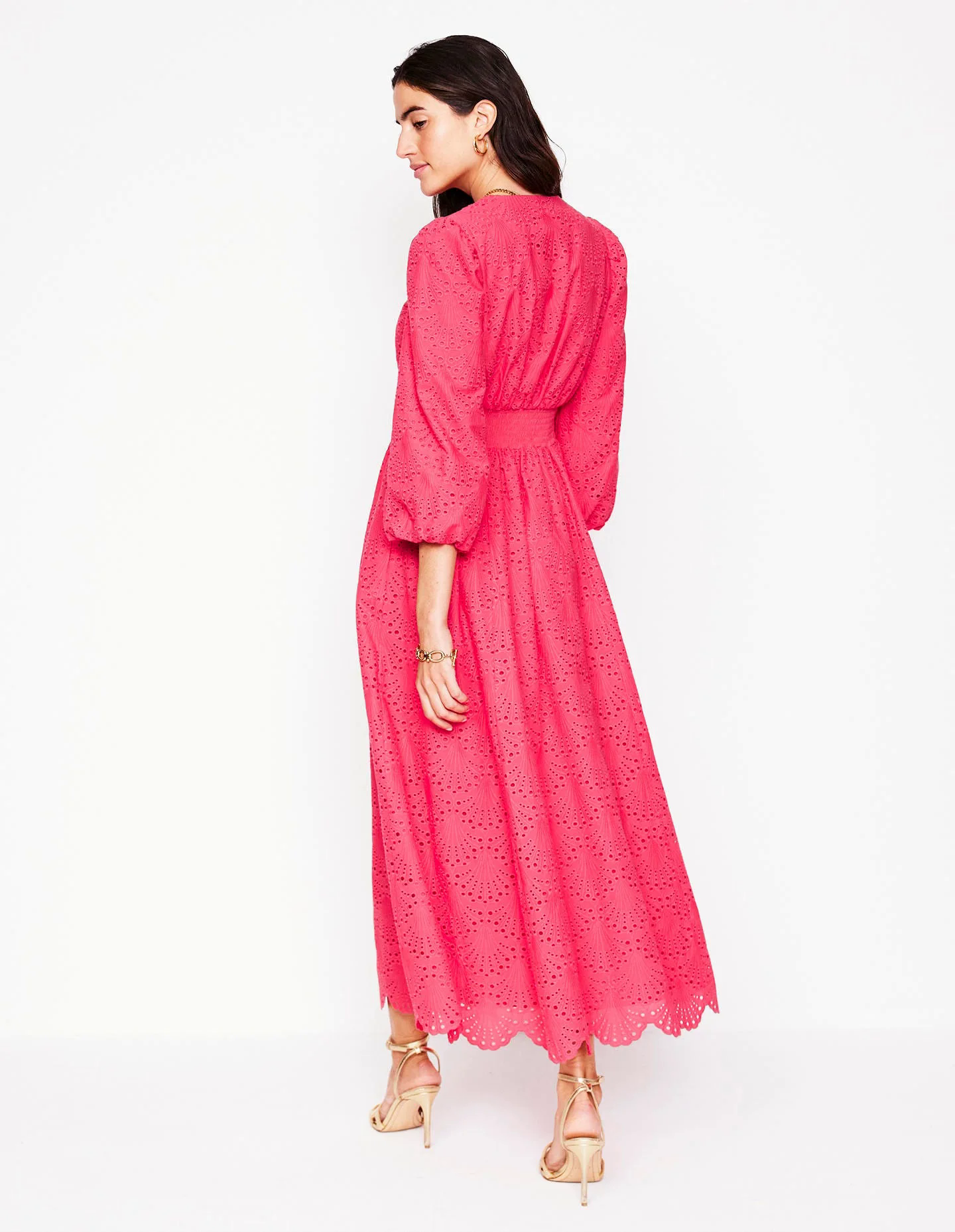 Lola Broderie Maxi Dress-Camelia Pink