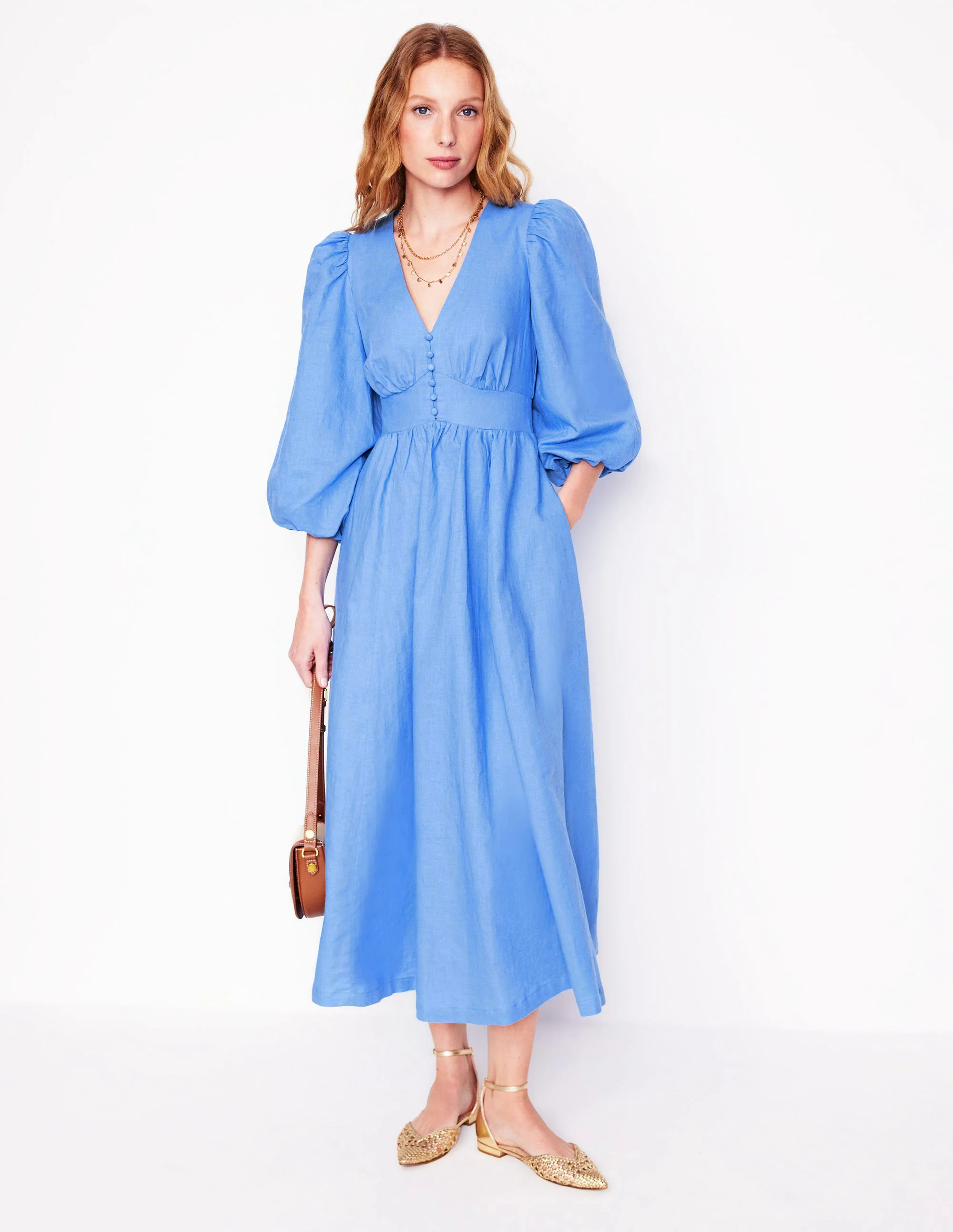 Lola Blouson Maxi Dress-Ocean Blue