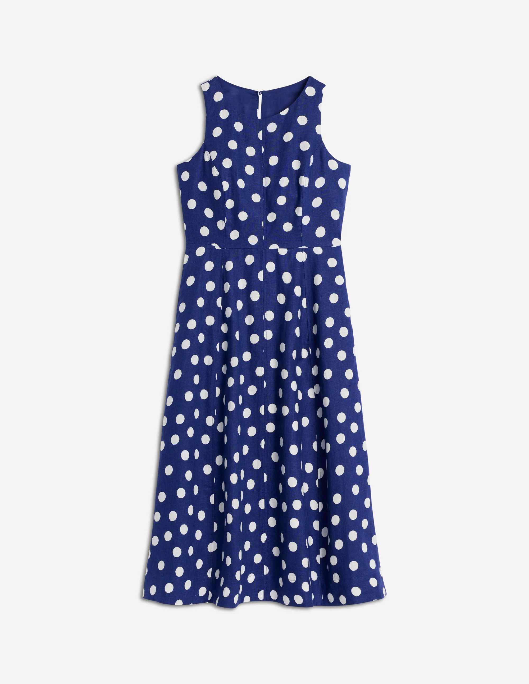 Carla Linen Midi Dress-Starboard Blue, Painted Dot
