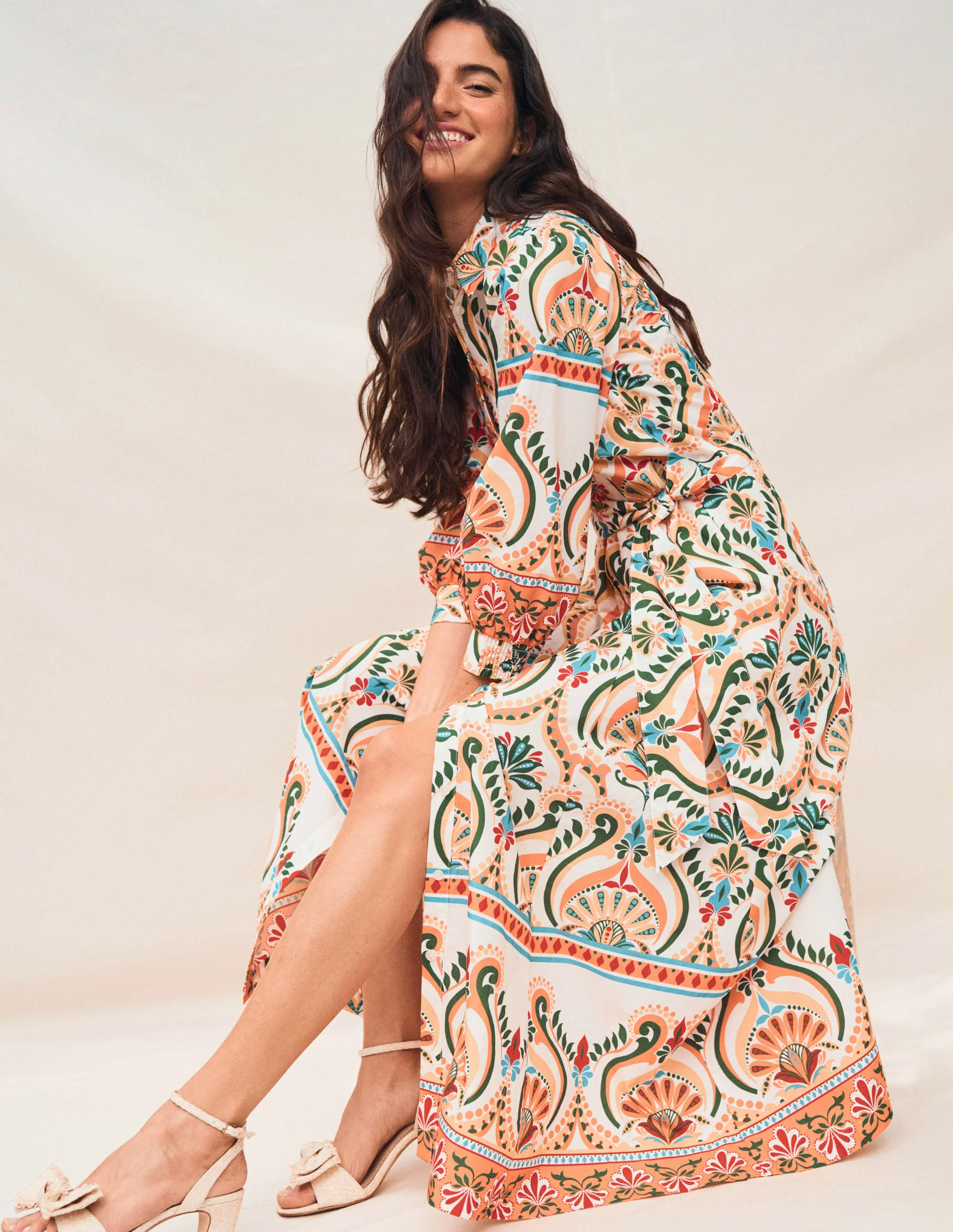 Clara Cotton Shirt Dress-Multi, Ornamental Floral